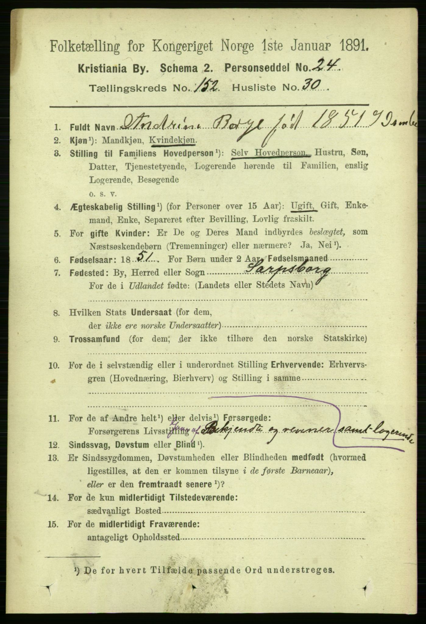 RA, 1891 census for 0301 Kristiania, 1891, p. 86205