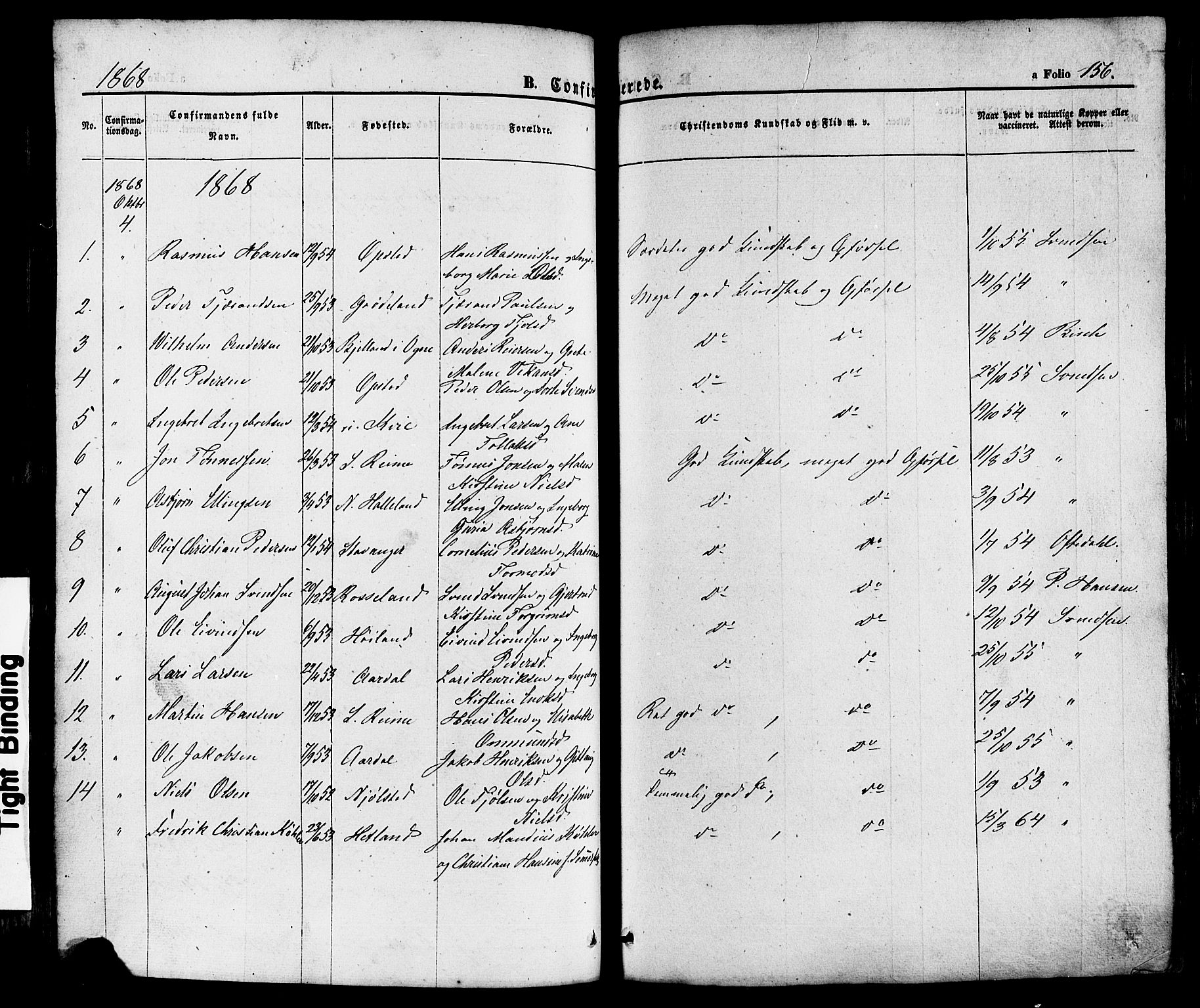 Hå sokneprestkontor, AV/SAST-A-101801/001/30BA/L0008: Parish register (official) no. A 7, 1853-1878, p. 156