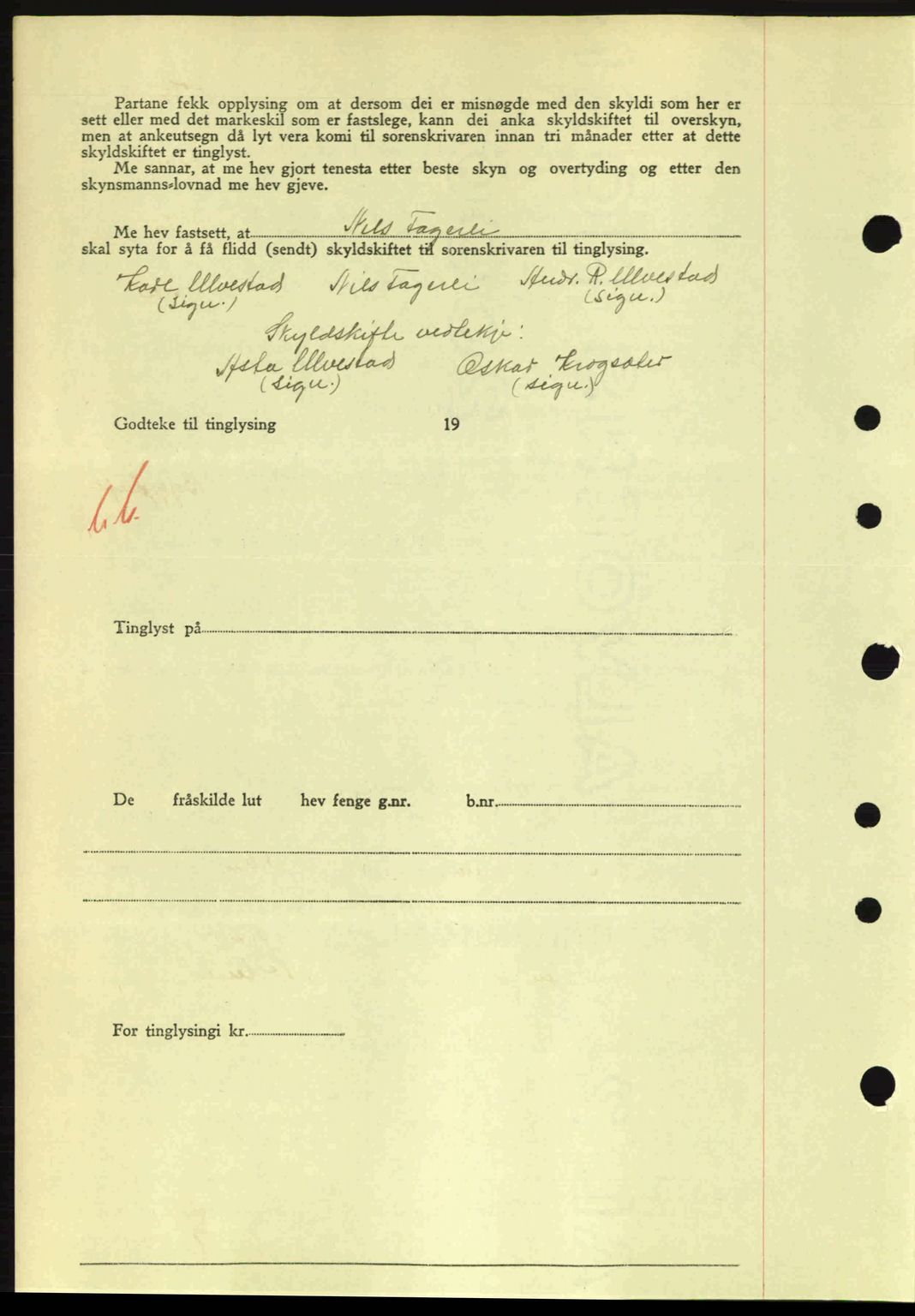 Nordre Sunnmøre sorenskriveri, AV/SAT-A-0006/1/2/2C/2Ca: Mortgage book no. A16, 1943-1943, Diary no: : 1212/1943