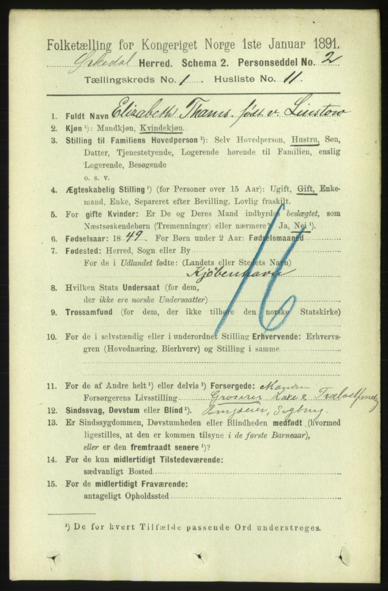 RA, 1891 census for 1638 Orkdal, 1891, p. 189