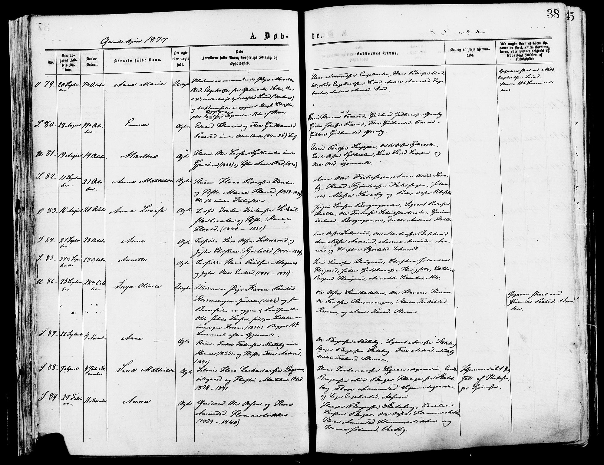 Sør-Odal prestekontor, AV/SAH-PREST-030/H/Ha/Haa/L0005: Parish register (official) no. 5, 1876-1885, p. 38