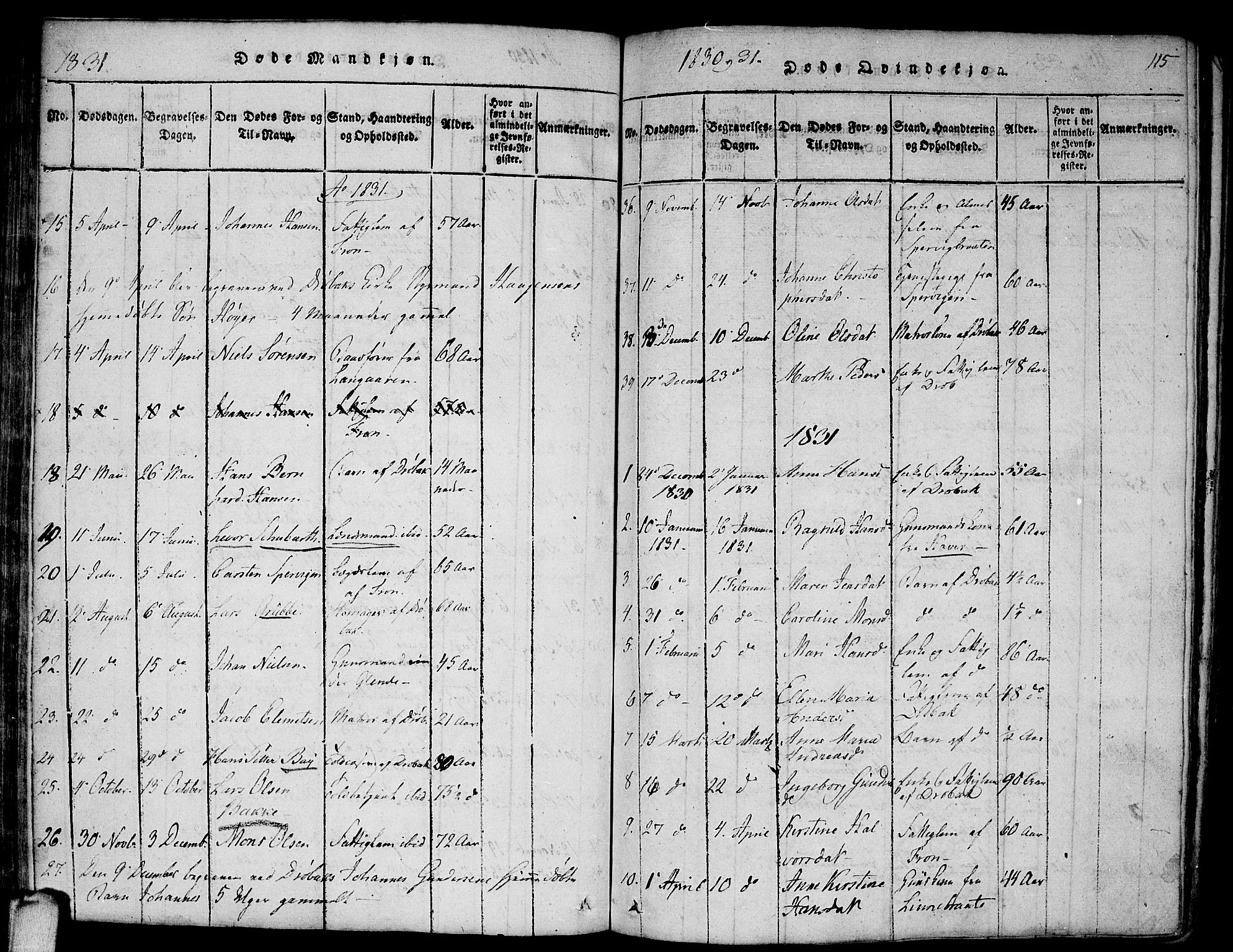 Drøbak prestekontor Kirkebøker, SAO/A-10142a/F/Fa/L0001: Parish register (official) no. I 1, 1816-1842, p. 115