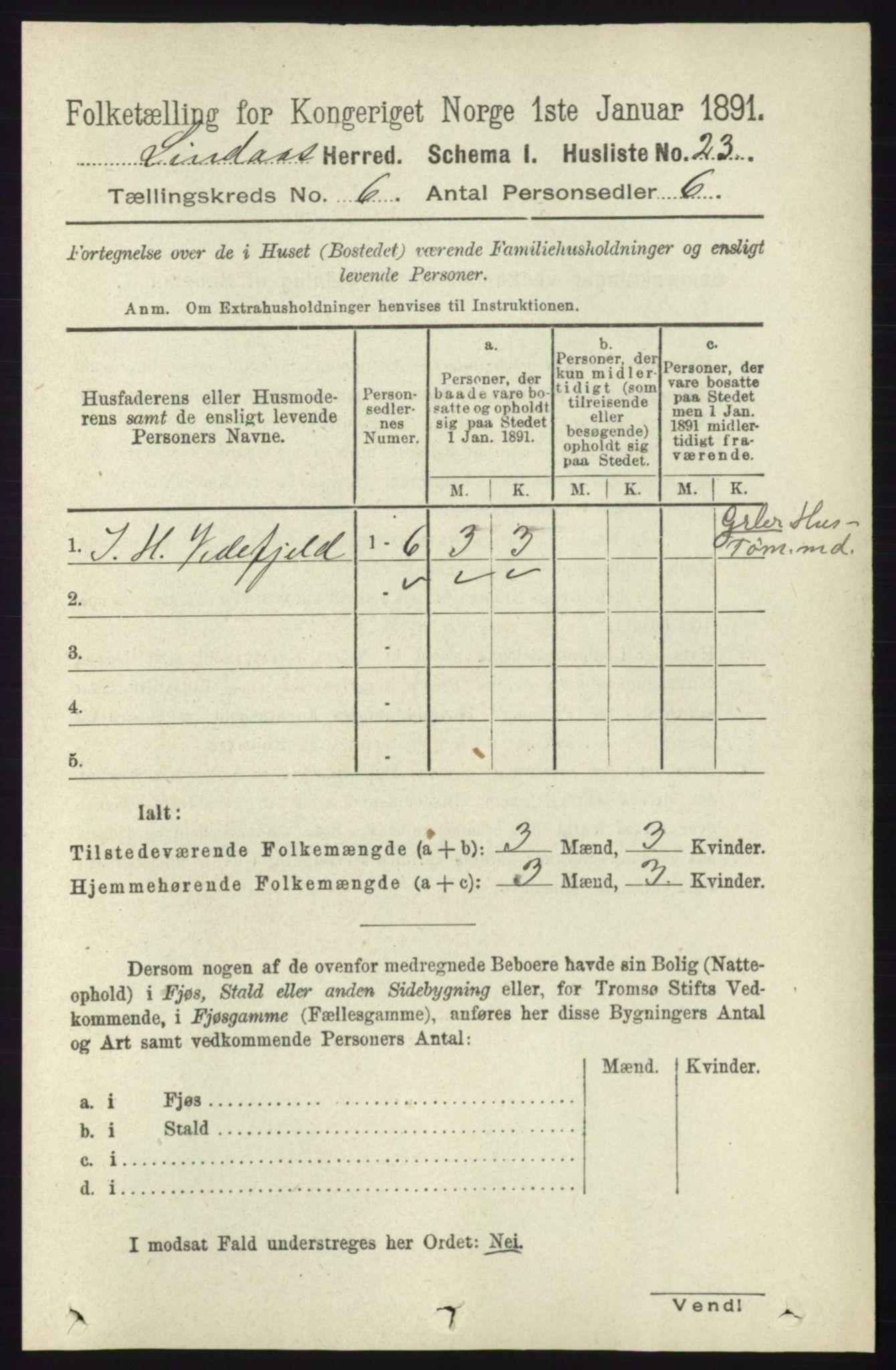 RA, 1891 census for 1263 Lindås, 1891, p. 1841