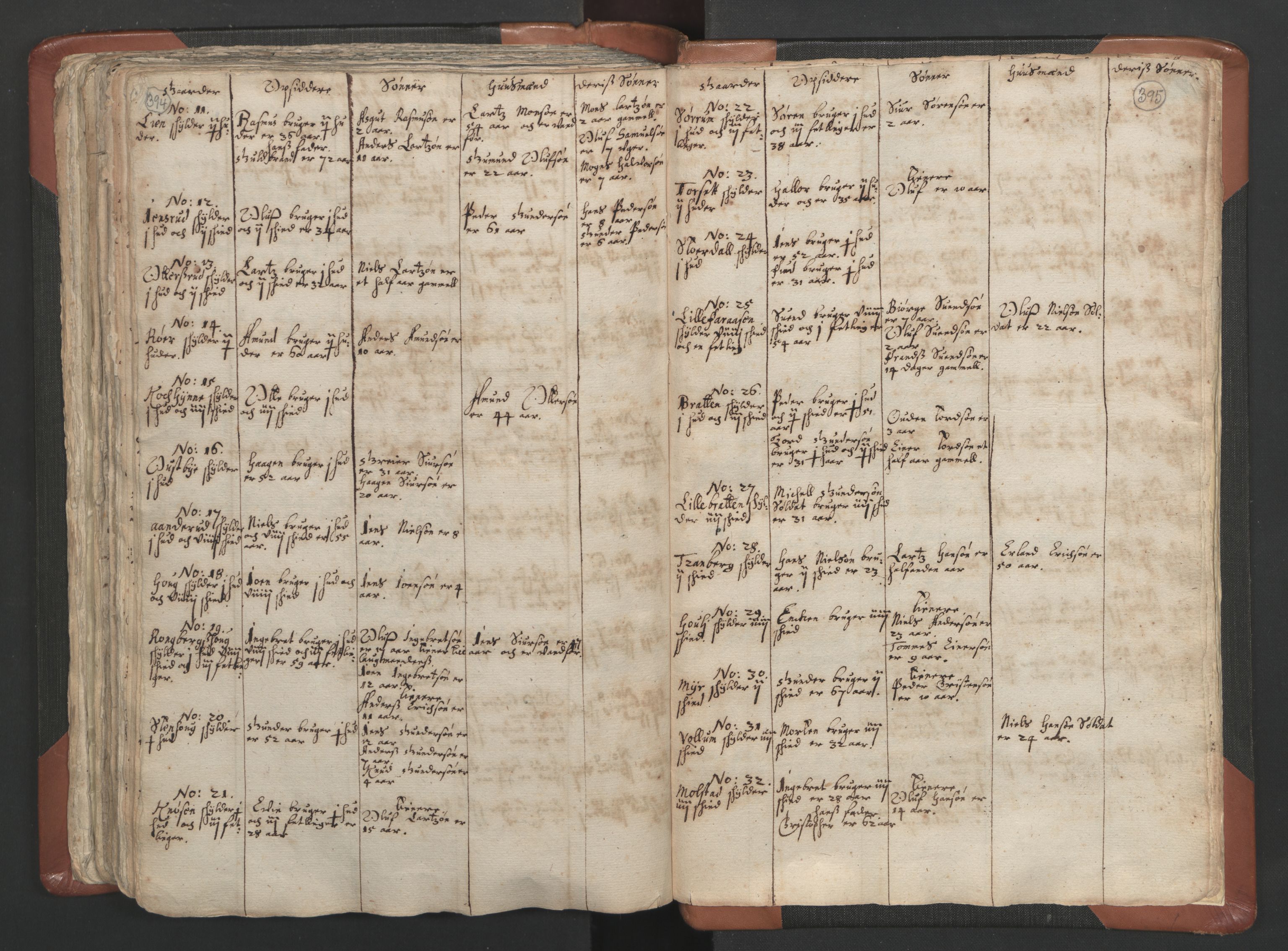 RA, Vicar's Census 1664-1666, no. 5: Hedmark deanery, 1664-1666, p. 394-395