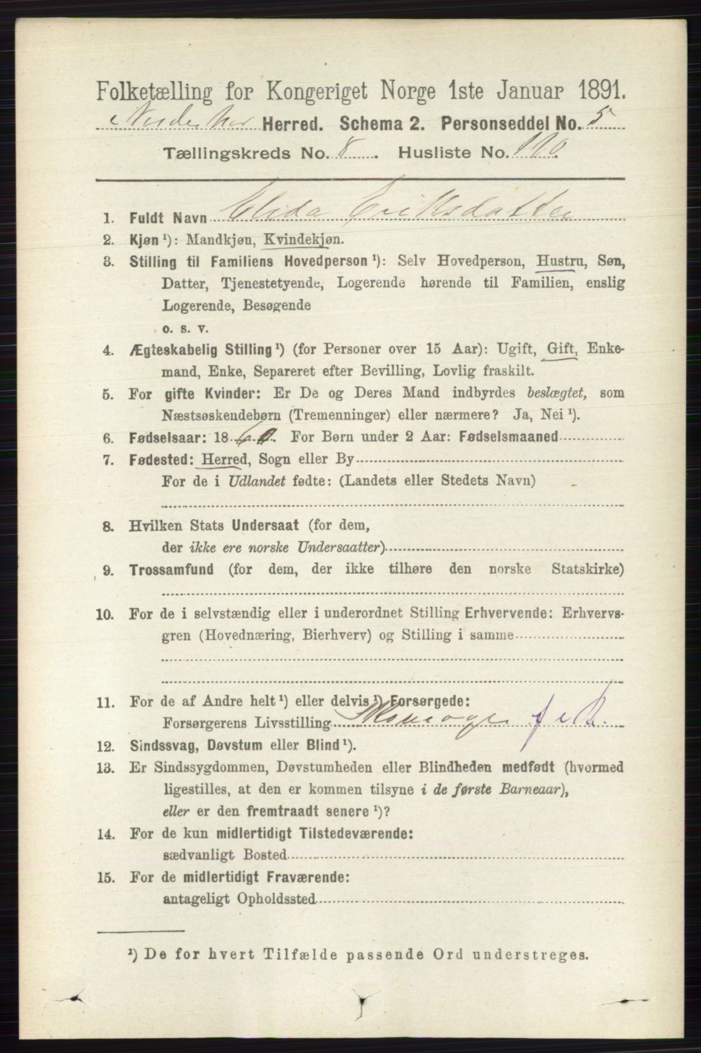 RA, 1891 census for 0613 Norderhov, 1891, p. 6178