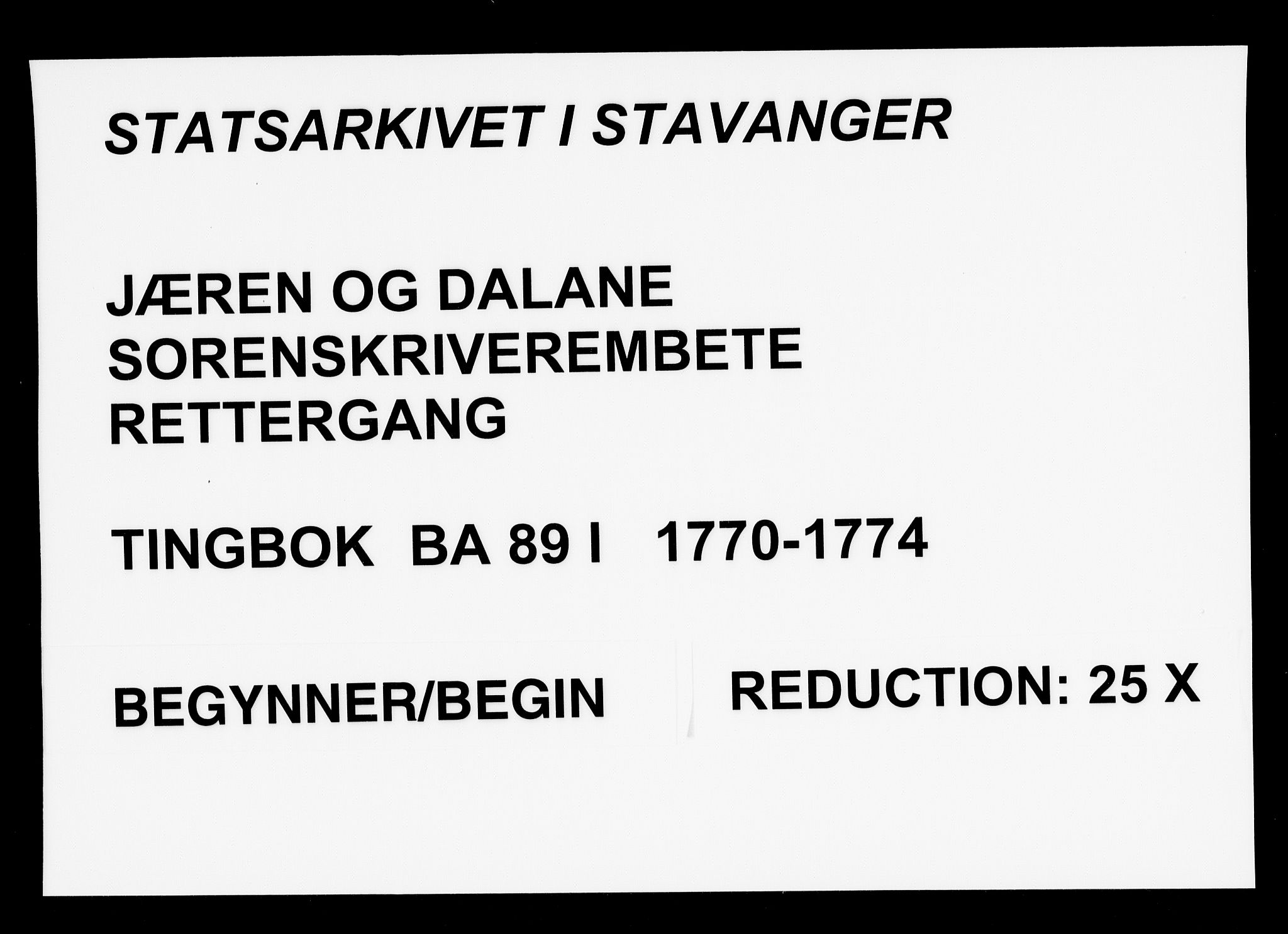 Jæren og Dalane sorenskriveri, SAST/A-100306/3/30/30BA/L0089a: TINGBOK, 1770-1774
