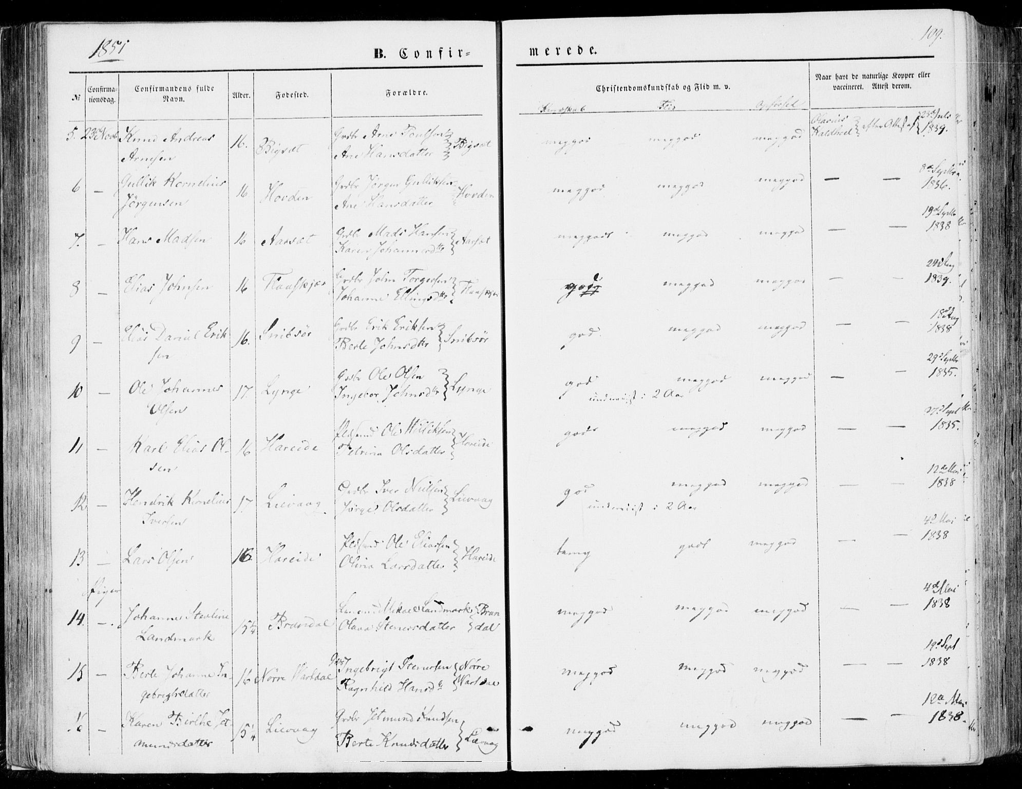 Ministerialprotokoller, klokkerbøker og fødselsregistre - Møre og Romsdal, SAT/A-1454/510/L0121: Parish register (official) no. 510A01, 1848-1877, p. 109