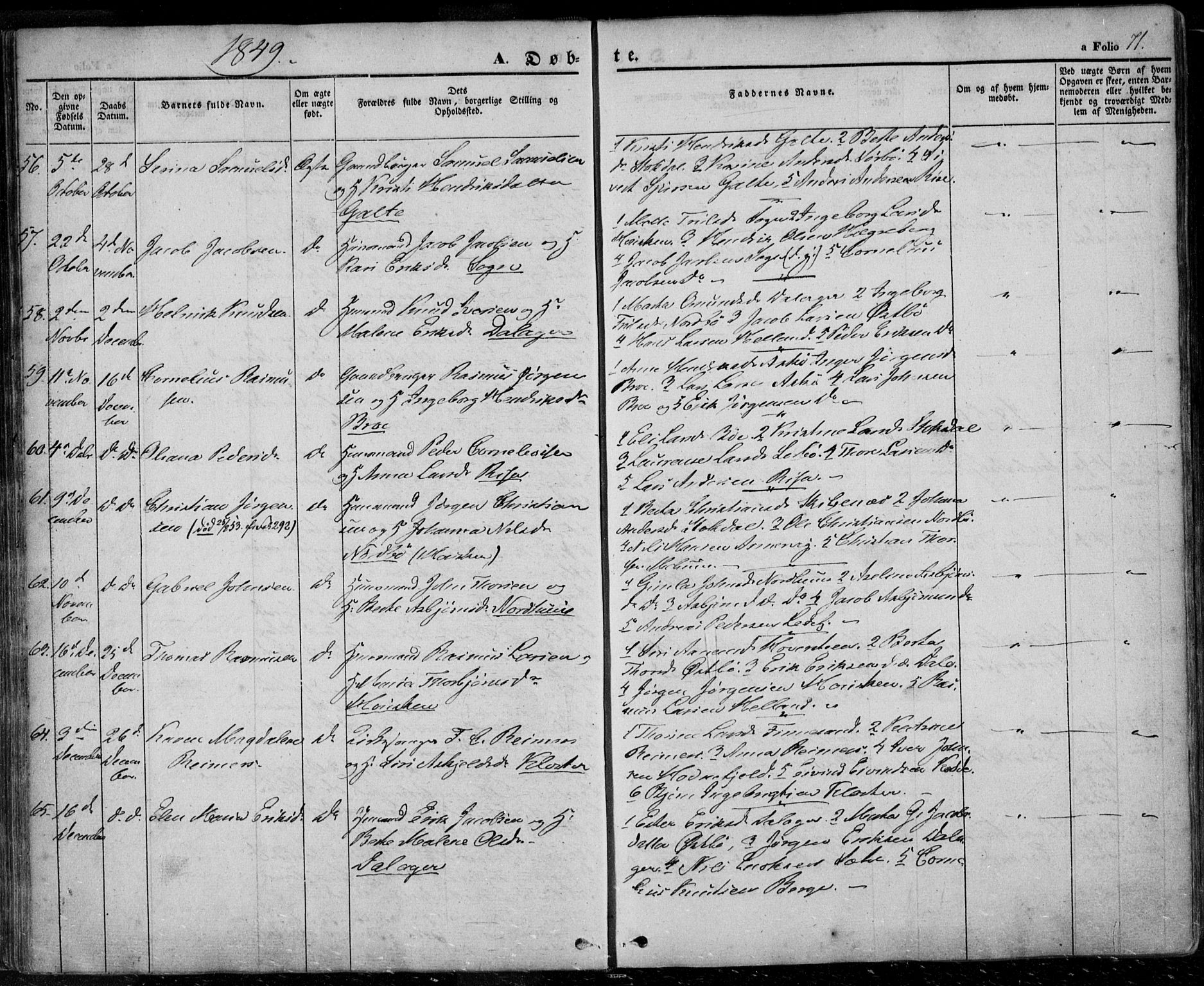 Rennesøy sokneprestkontor, SAST/A -101827/H/Ha/Haa/L0005: Parish register (official) no. A 5, 1838-1859, p. 71