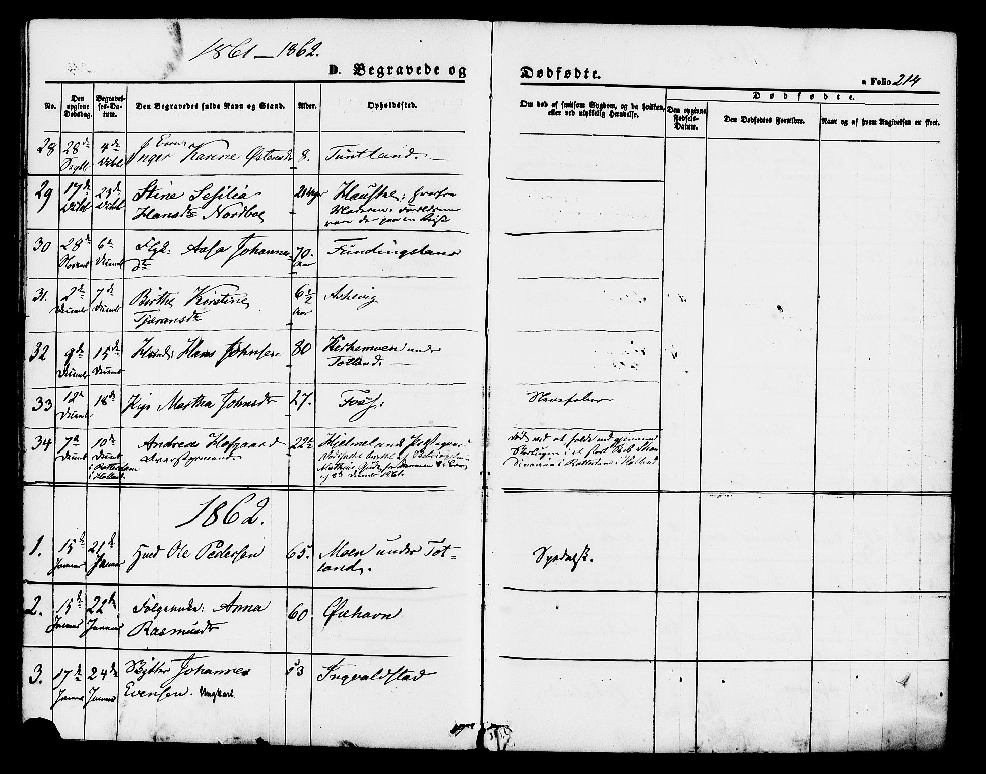 Hjelmeland sokneprestkontor, SAST/A-101843/01/IV/L0011: Parish register (official) no. A 11, 1861-1878, p. 214