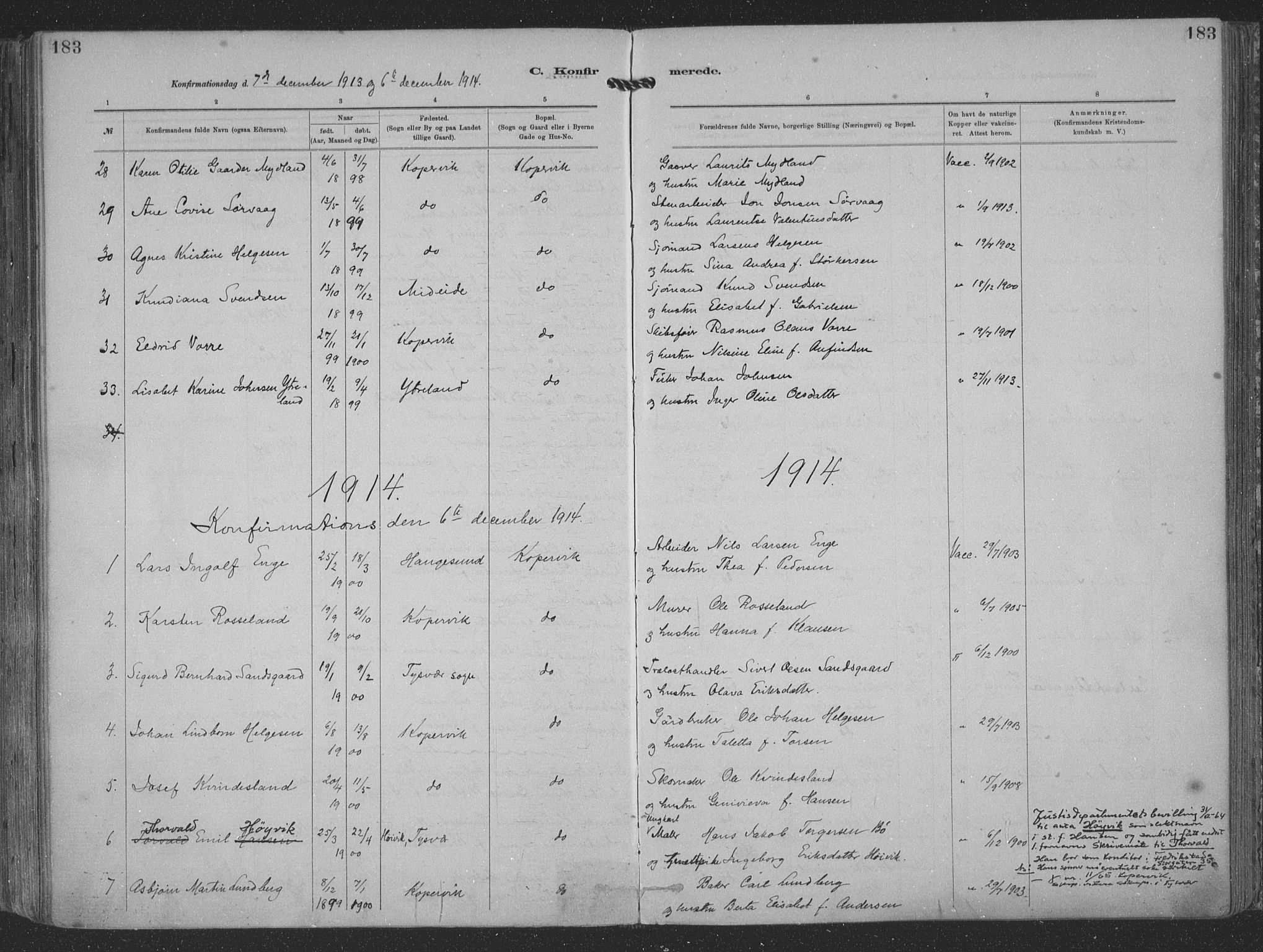 Kopervik sokneprestkontor, SAST/A-101850/H/Ha/Haa/L0001: Parish register (official) no. A 1, 1880-1919, p. 183