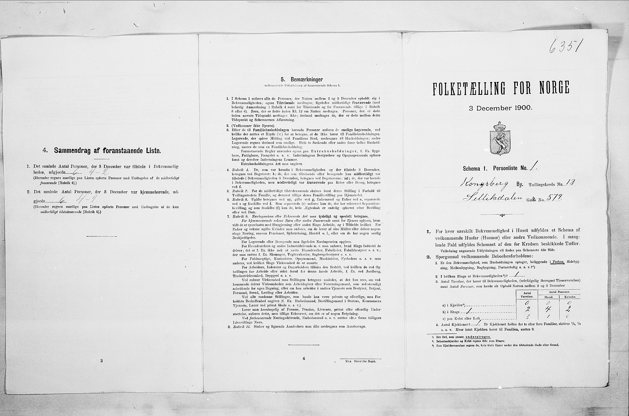 RA, 1900 census for Kongsberg, 1900, p. 2248