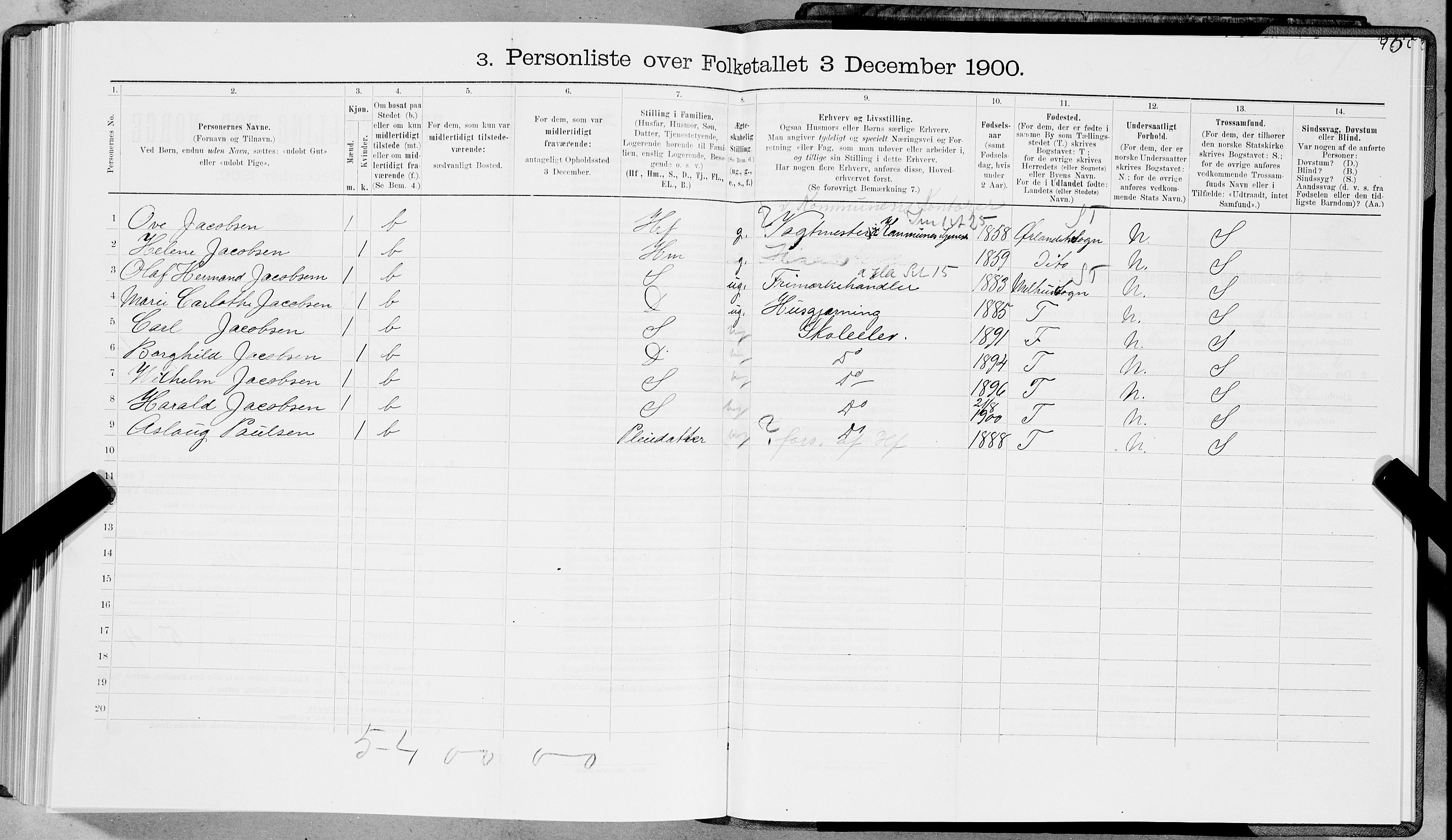 SAT, 1900 census for Trondheim, 1900, p. 1030