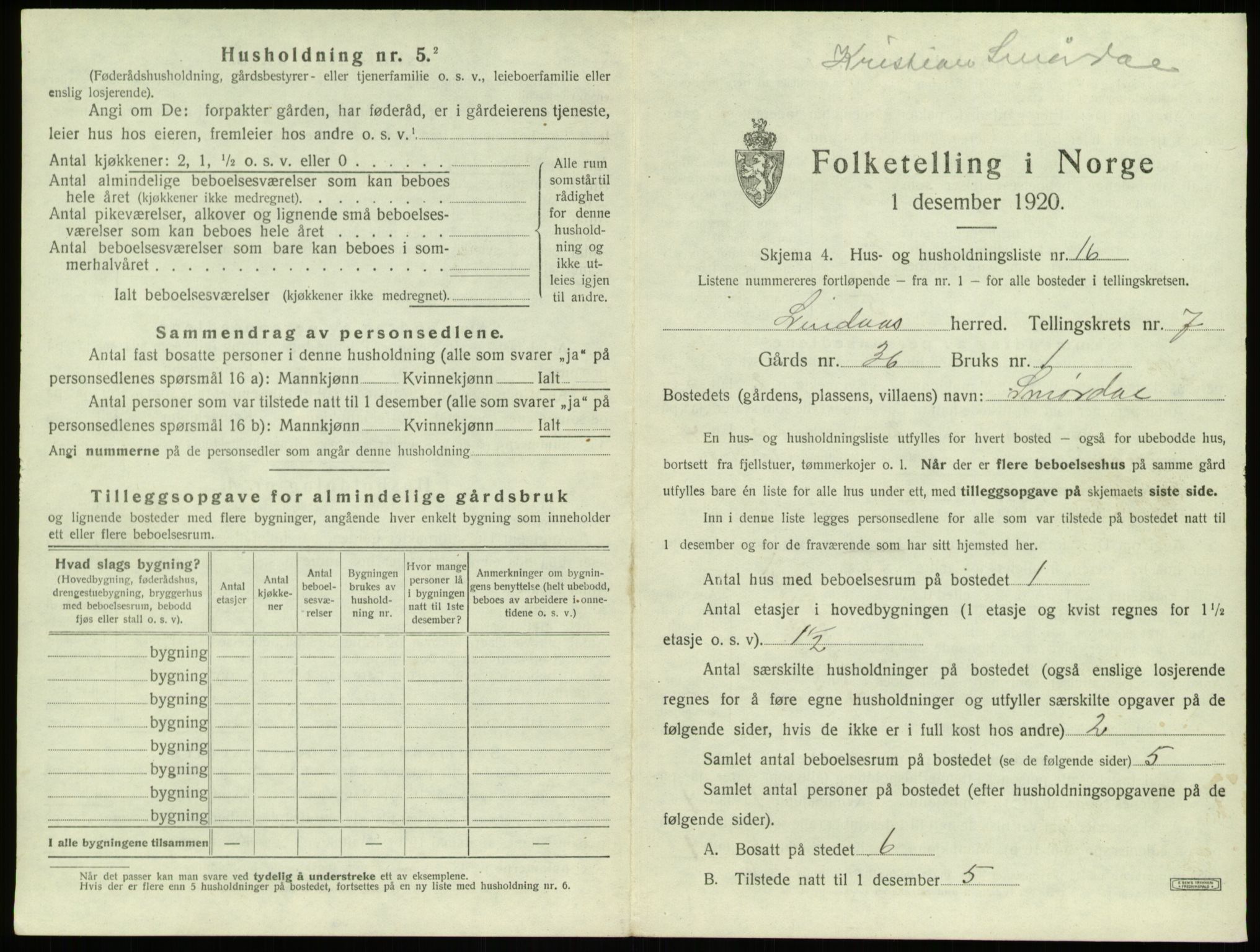 SAB, 1920 census for Lindås, 1920, p. 499