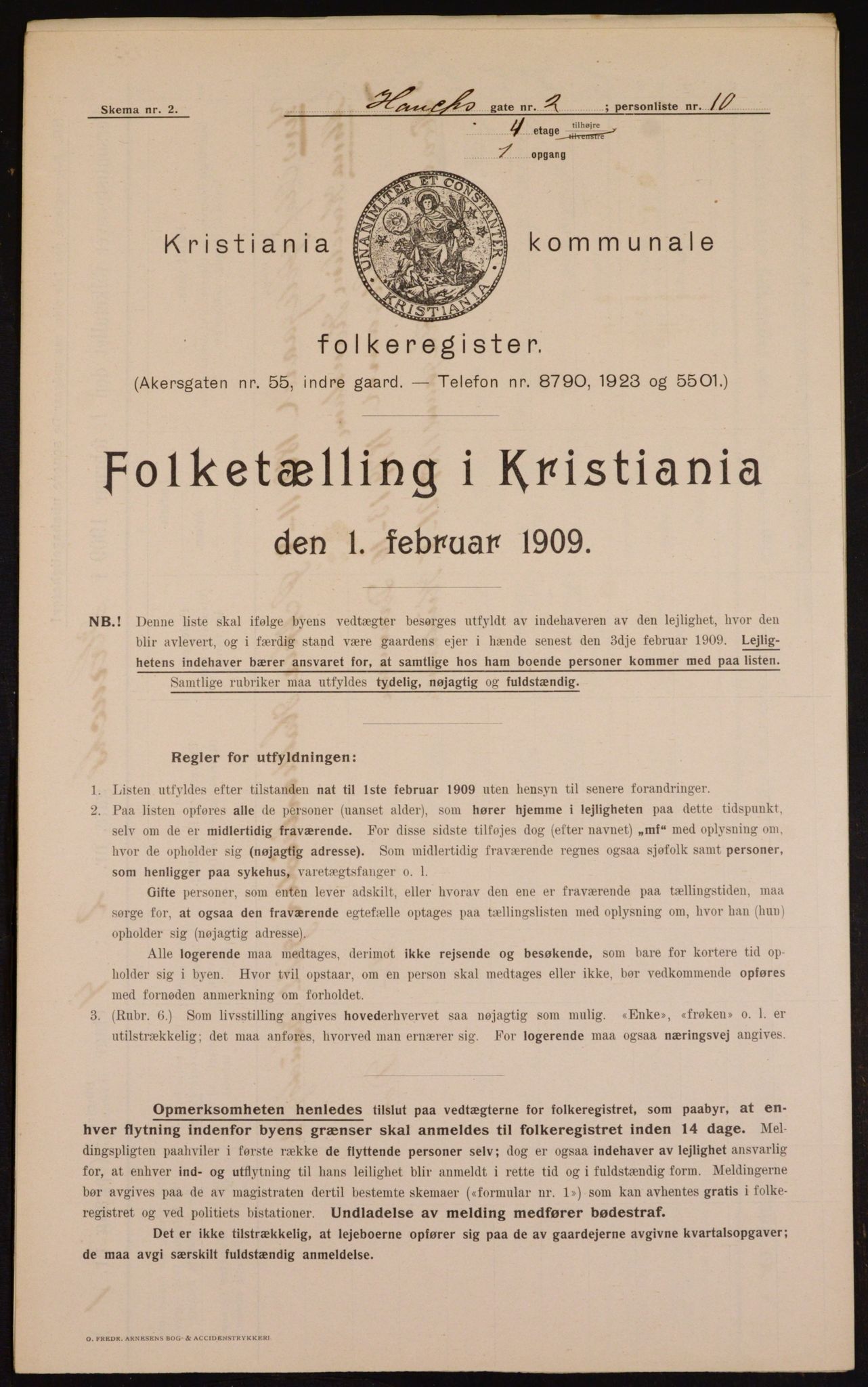 OBA, Municipal Census 1909 for Kristiania, 1909, p. 31785