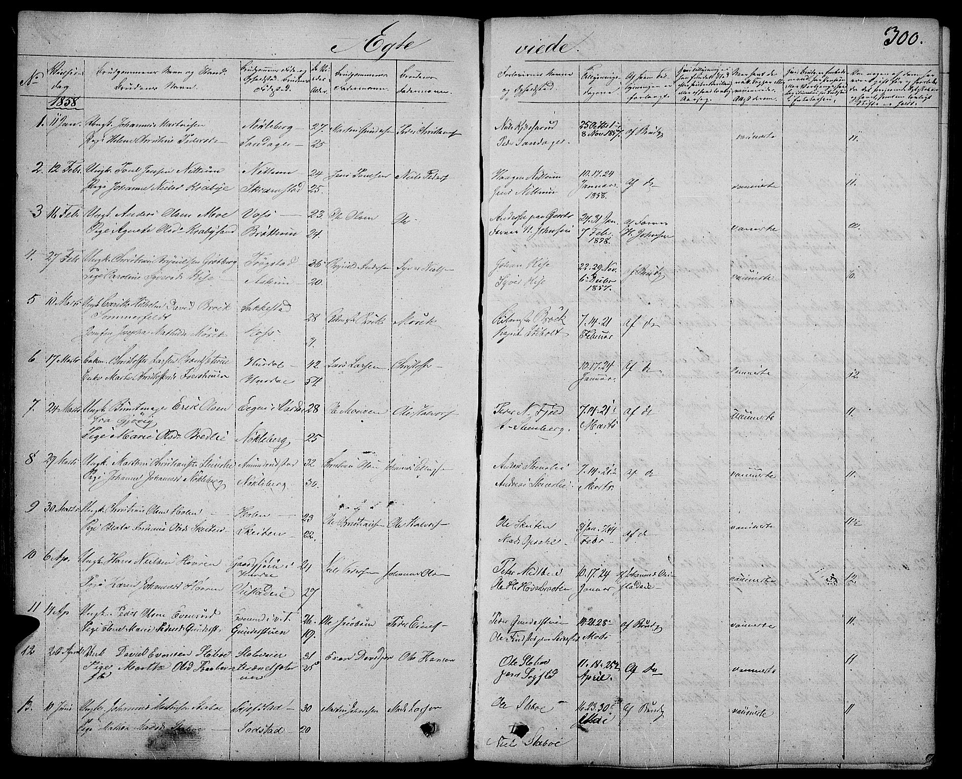 Østre Toten prestekontor, SAH/PREST-104/H/Ha/Hab/L0004: Parish register (copy) no. 4, 1858-1886, p. 300