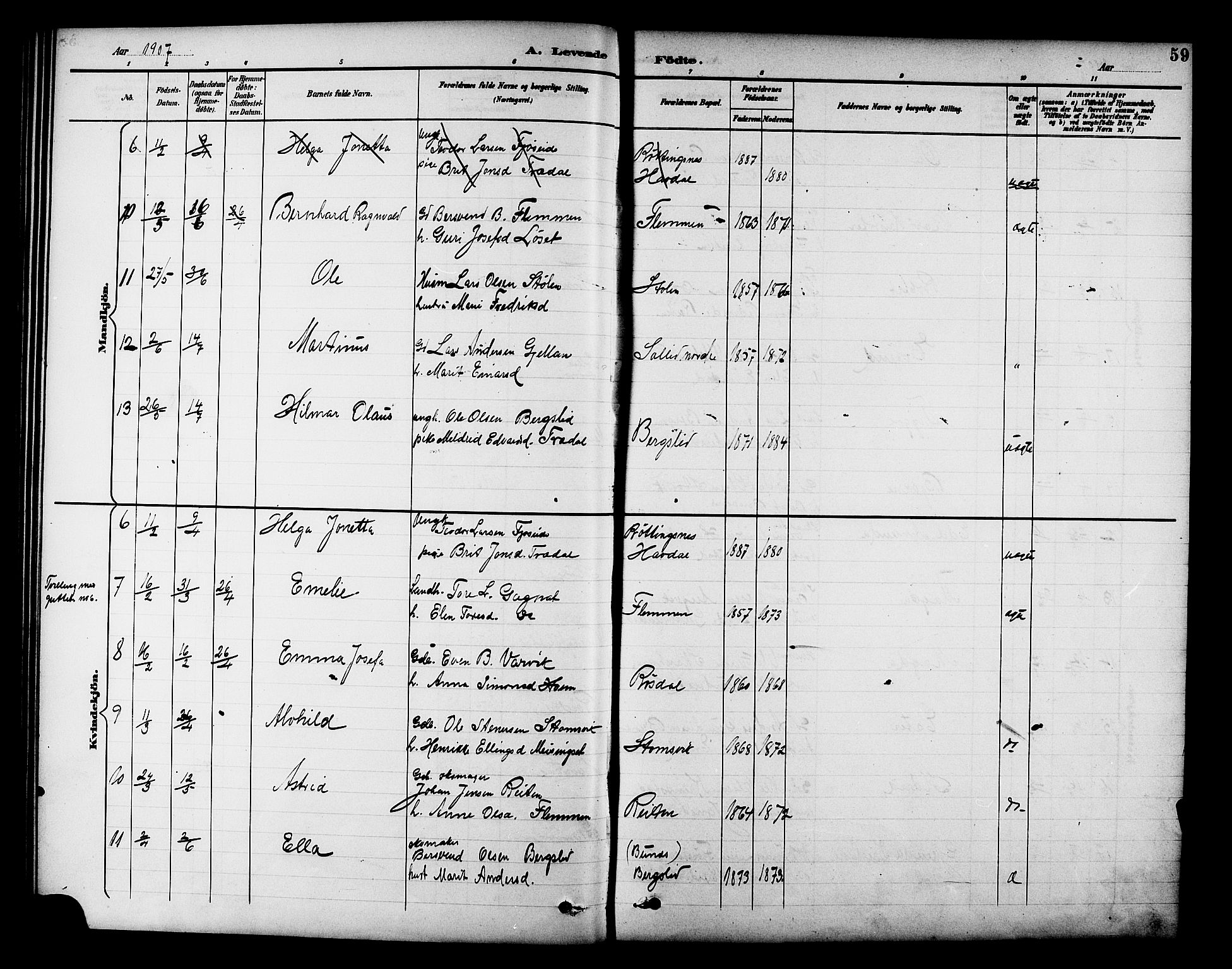 Ministerialprotokoller, klokkerbøker og fødselsregistre - Møre og Romsdal, AV/SAT-A-1454/586/L0992: Parish register (copy) no. 586C03, 1892-1909, p. 59