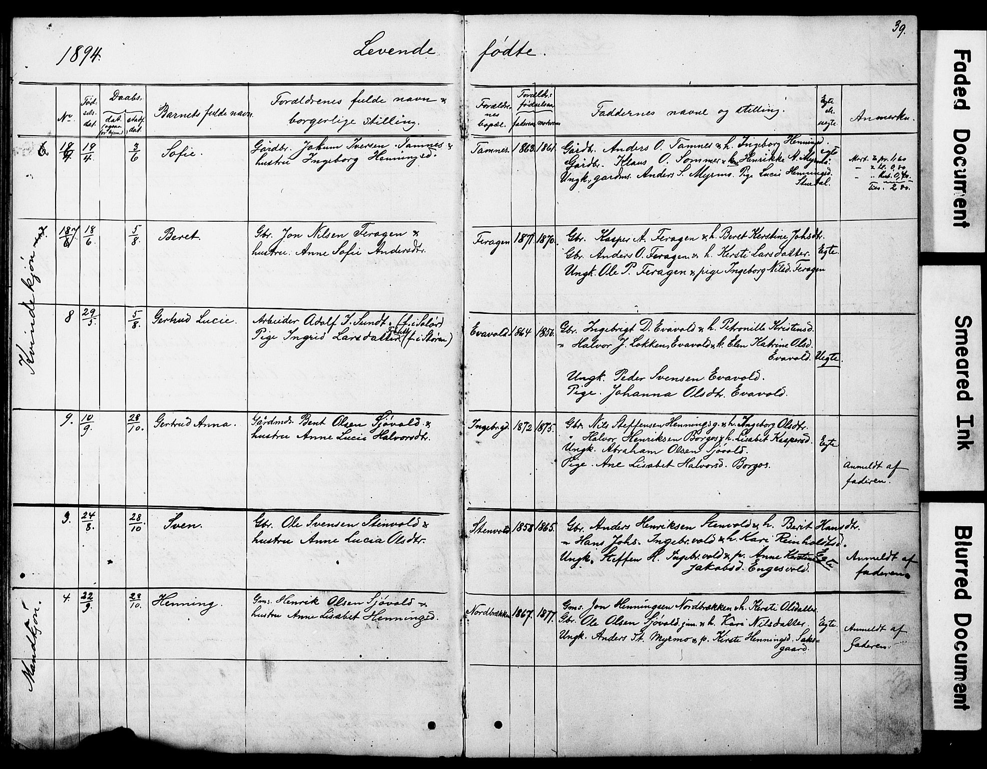 Ministerialprotokoller, klokkerbøker og fødselsregistre - Sør-Trøndelag, SAT/A-1456/683/L0949: Parish register (copy) no. 683C01, 1880-1896, p. 39