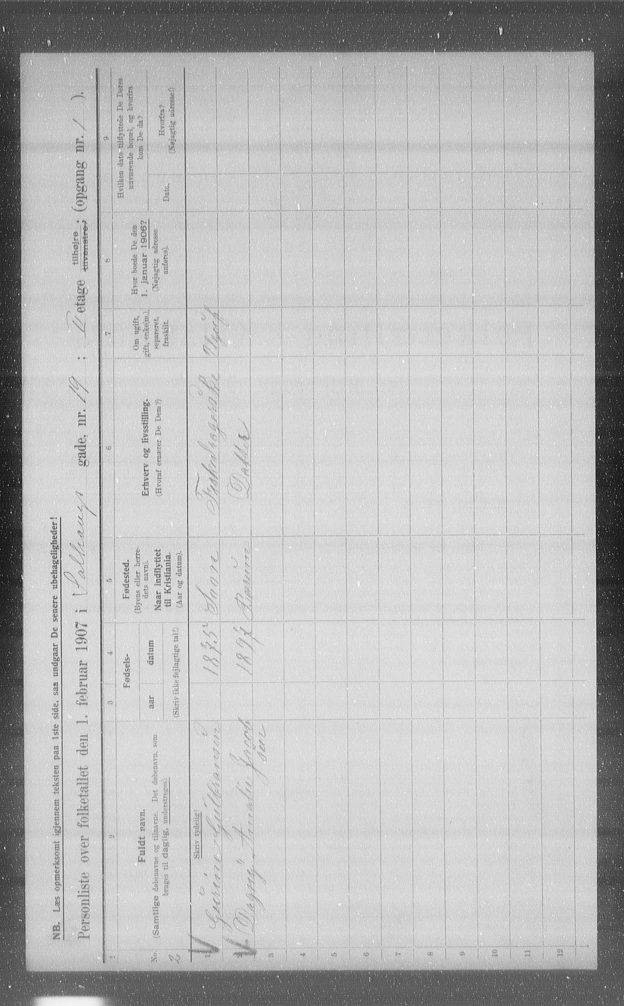 OBA, Municipal Census 1907 for Kristiania, 1907, p. 50834