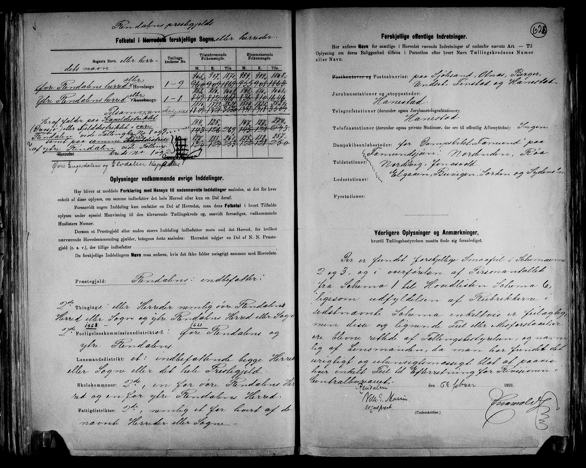 RA, 1891 census for 0432 Ytre Rendal, 1891, p. 3