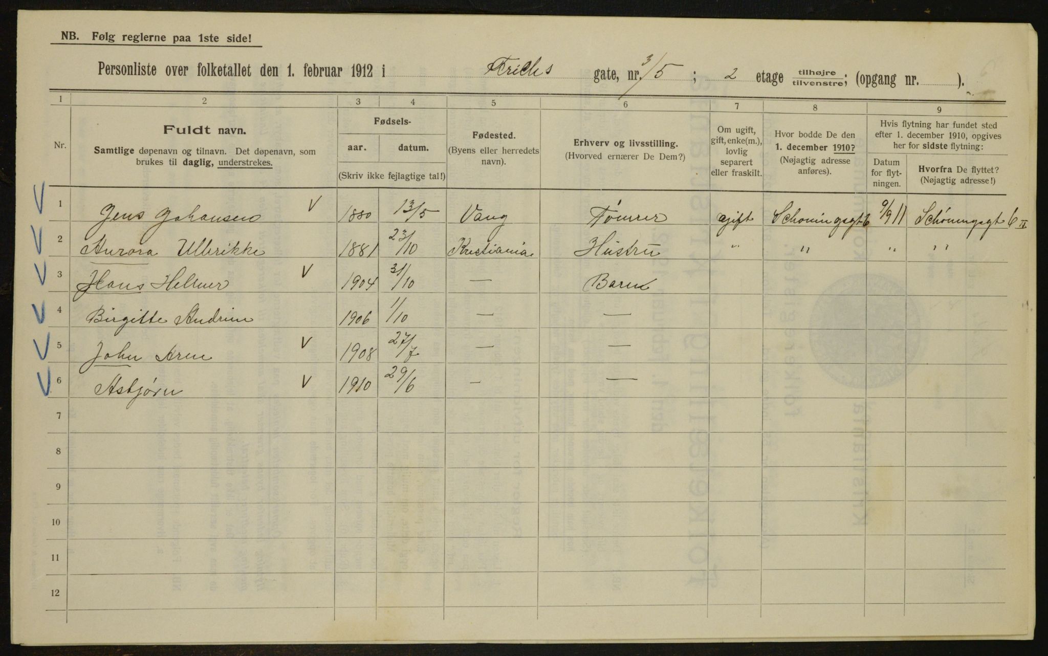 OBA, Municipal Census 1912 for Kristiania, 1912, p. 26683