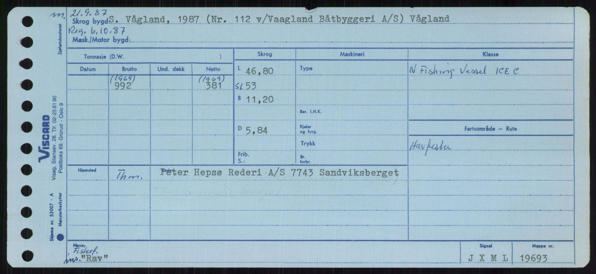 Sjøfartsdirektoratet med forløpere, Skipsmålingen, RA/S-1627/H/Ha/L0004/0002: Fartøy, Mas-R / Fartøy, Odin-R, p. 569