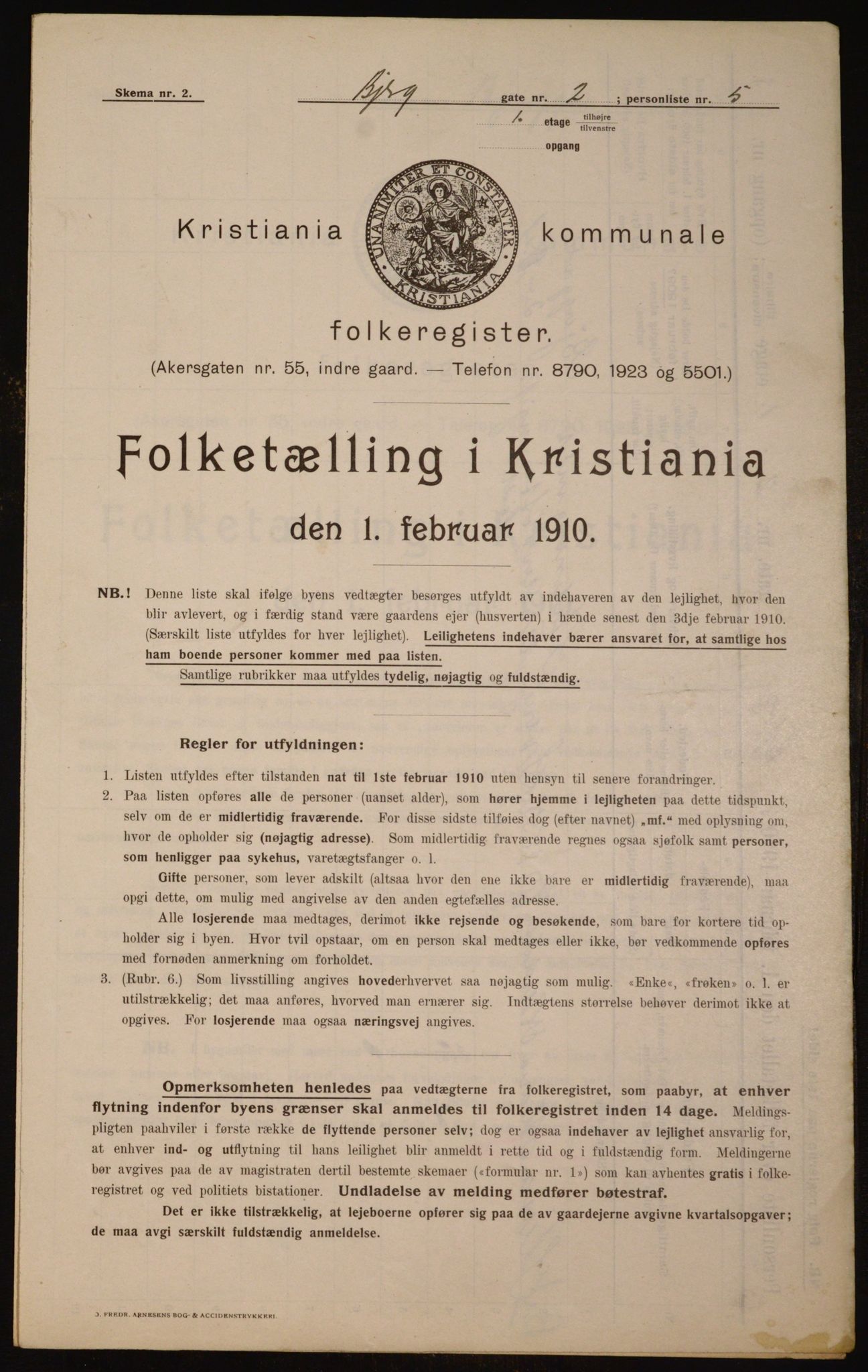 OBA, Municipal Census 1910 for Kristiania, 1910, p. 5273