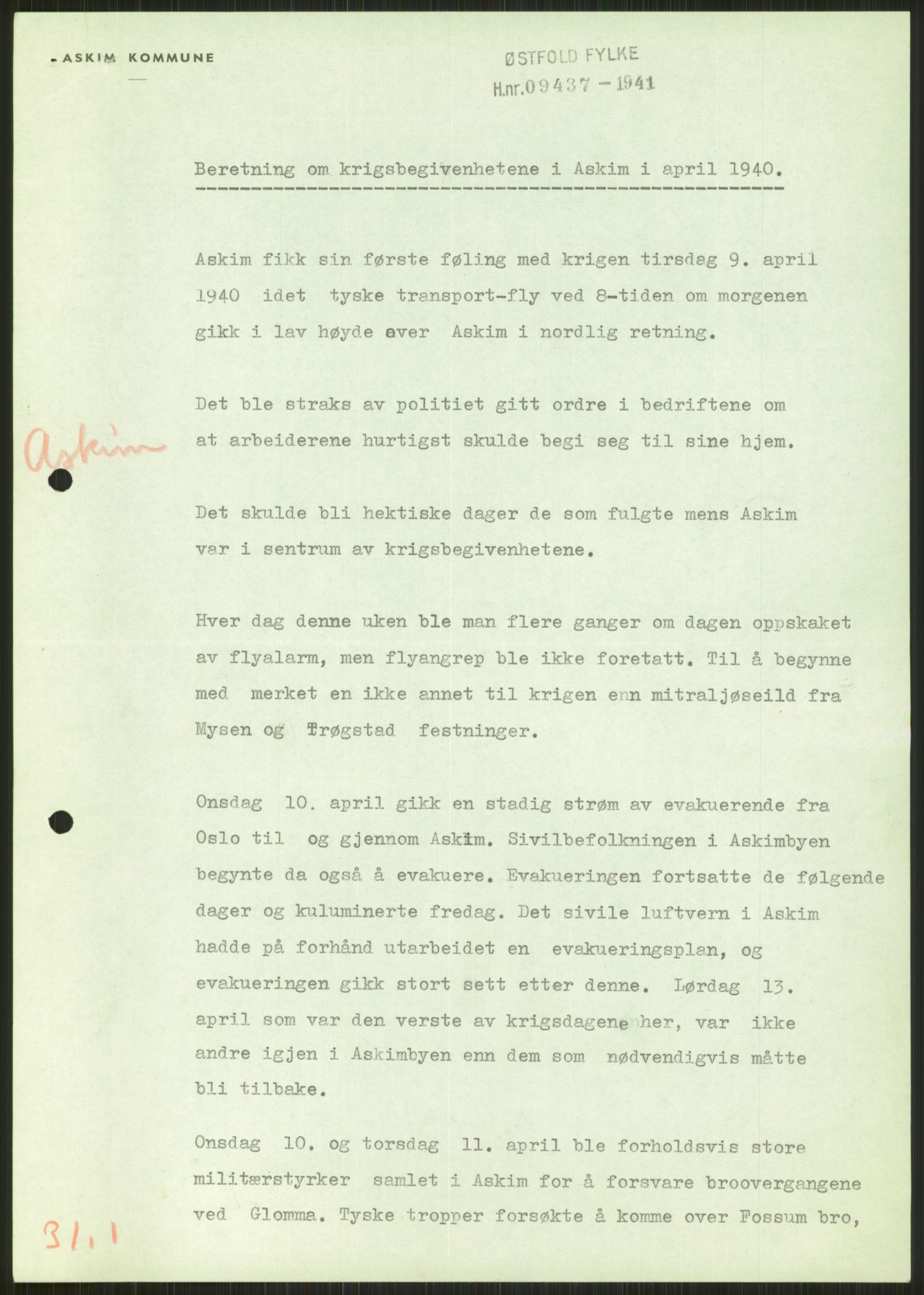 Forsvaret, Forsvarets krigshistoriske avdeling, AV/RA-RAFA-2017/Y/Ya/L0013: II-C-11-31 - Fylkesmenn.  Rapporter om krigsbegivenhetene 1940., 1940, p. 26