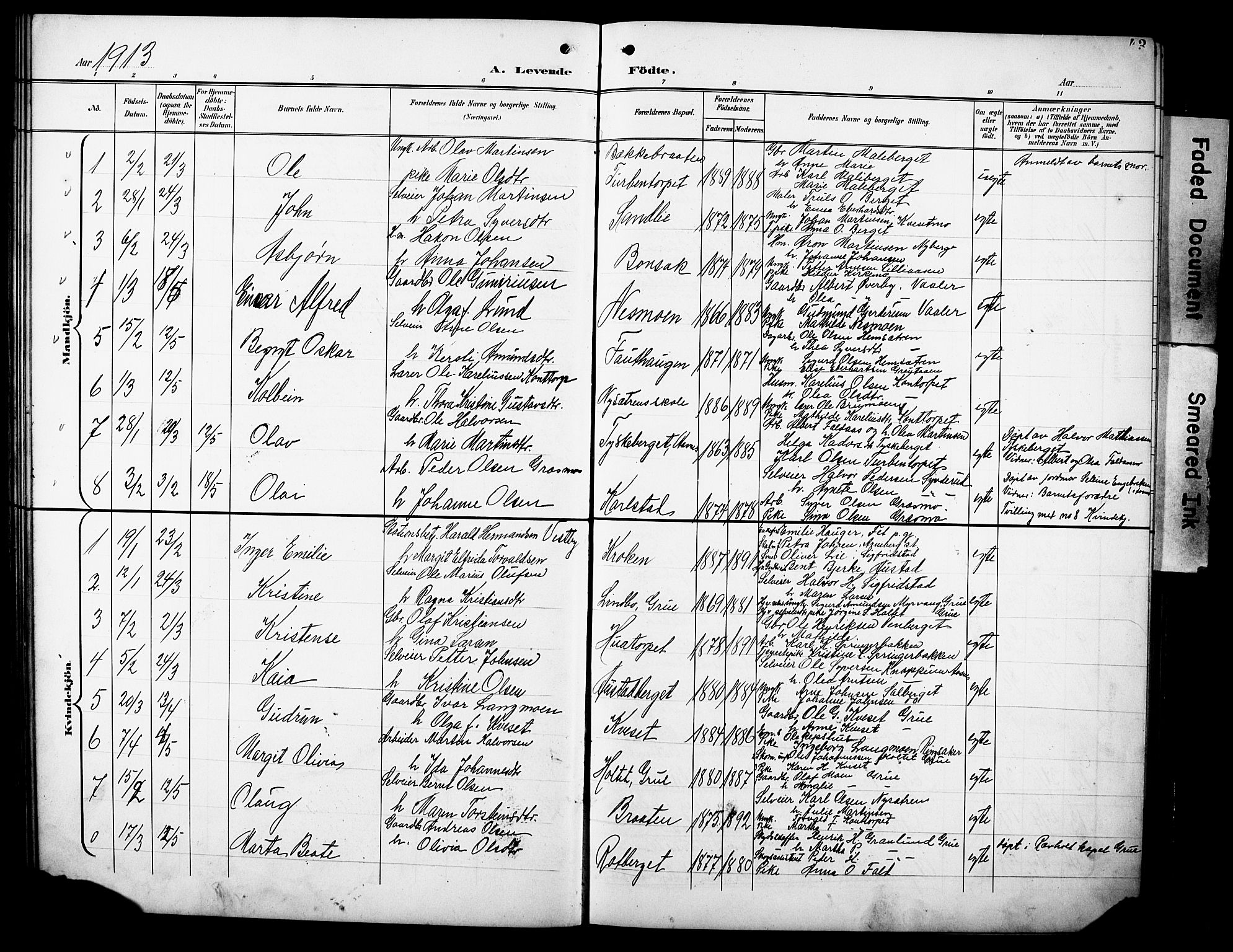 Hof prestekontor, SAH/PREST-038/H/Ha/Hab/L0005: Parish register (copy) no. 5, 1899-1916, p. 43