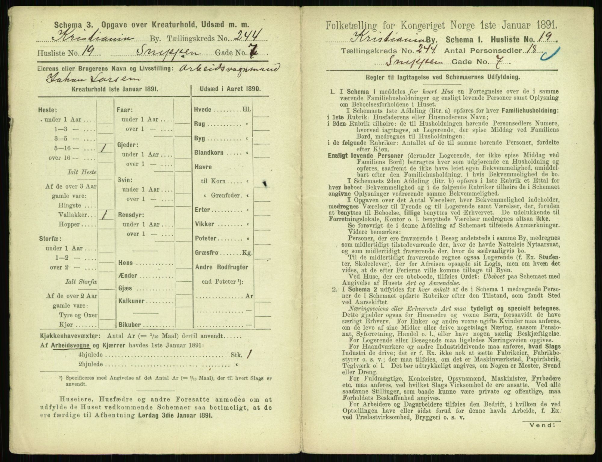 RA, 1891 census for 0301 Kristiania, 1891, p. 148436