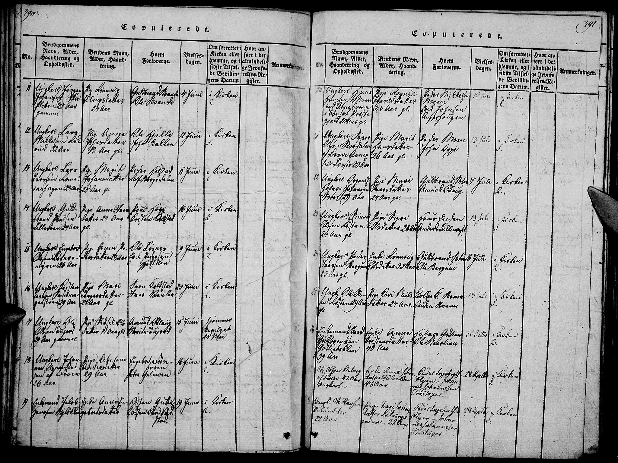 Ringebu prestekontor, SAH/PREST-082/H/Ha/Haa/L0004: Parish register (official) no. 4, 1821-1839, p. 390-391