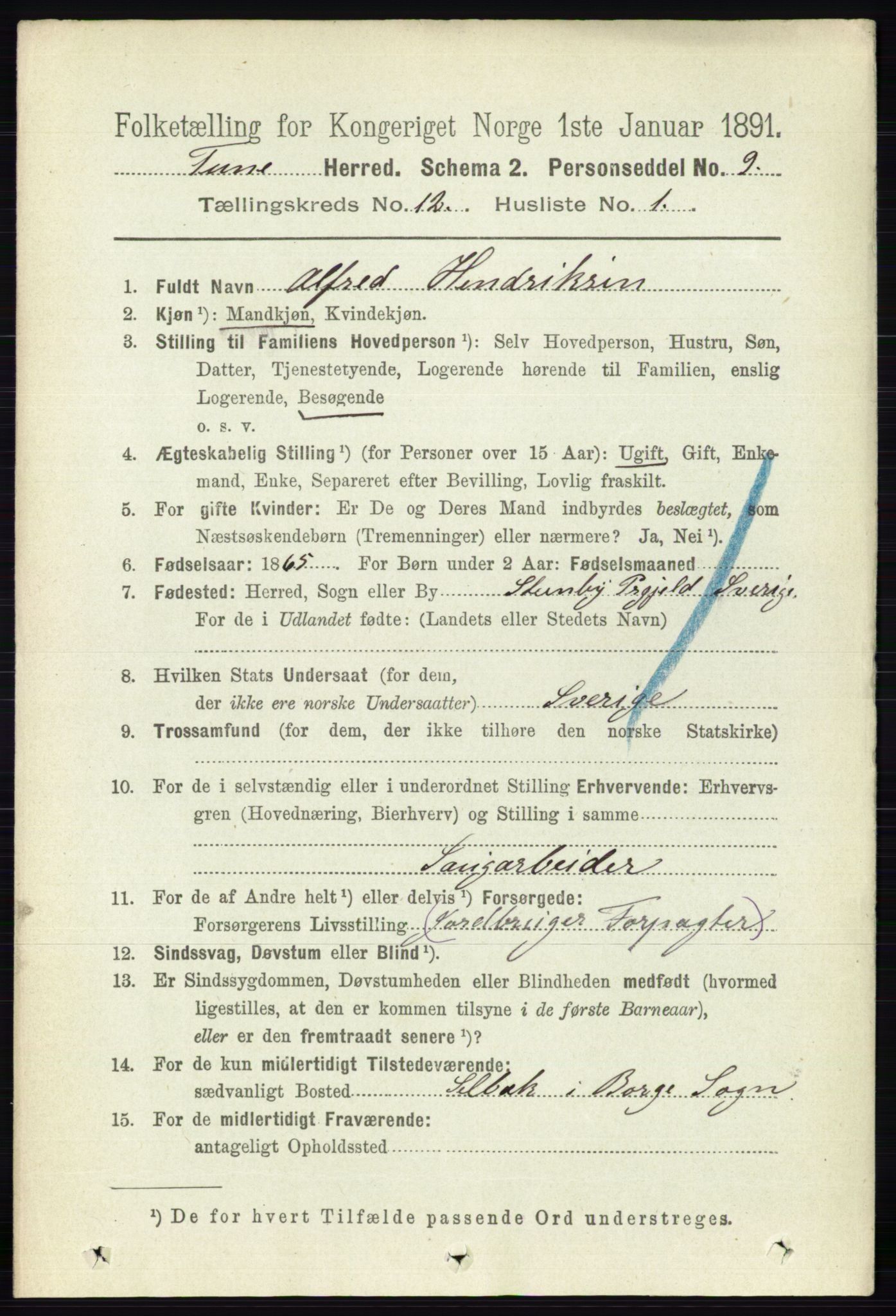 RA, 1891 census for 0130 Tune, 1891, p. 7223