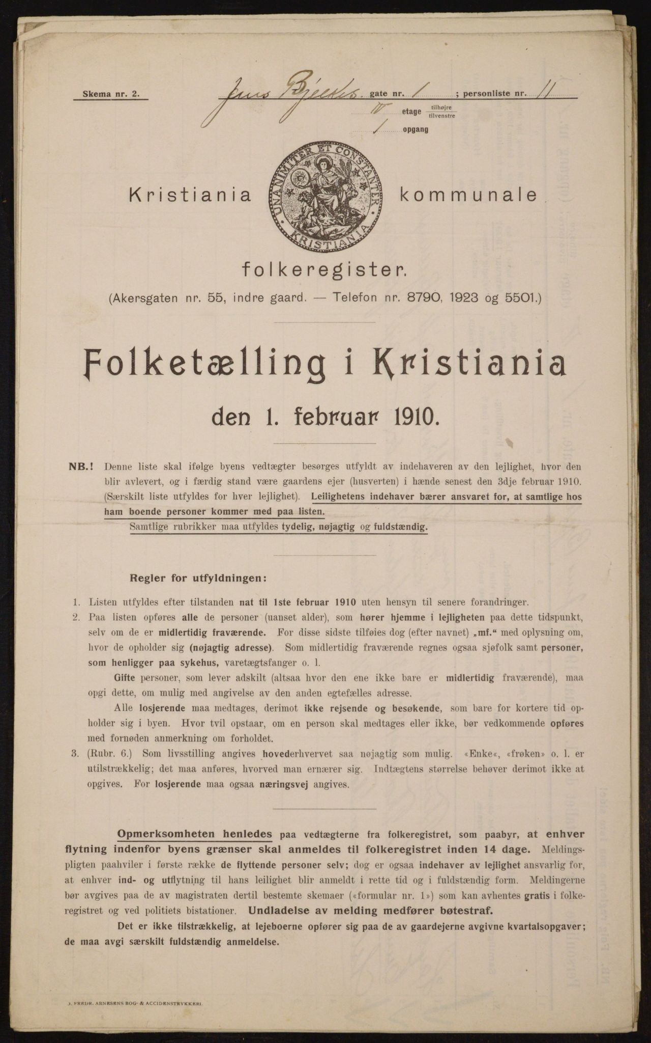 OBA, Municipal Census 1910 for Kristiania, 1910, p. 44166