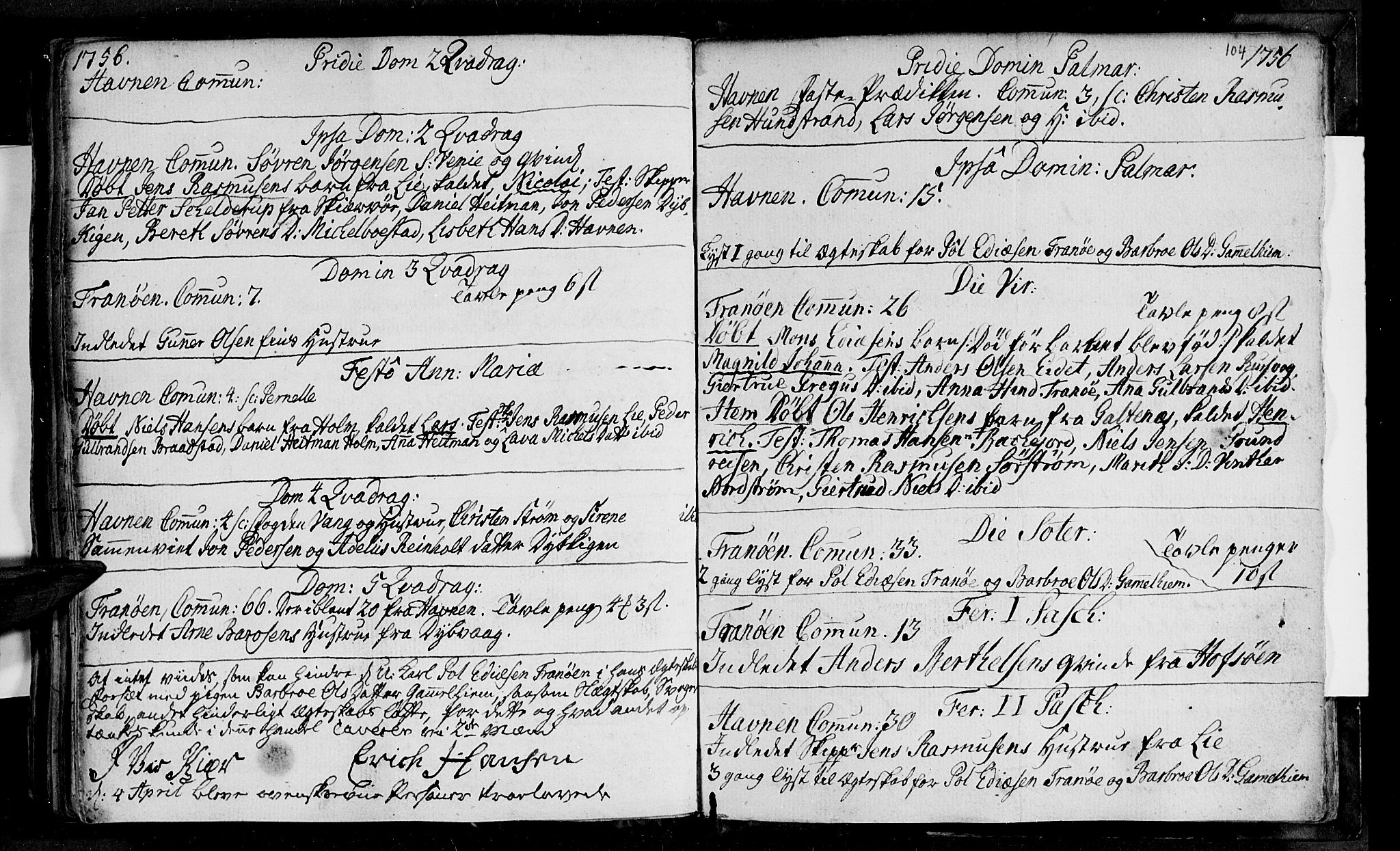 Ibestad sokneprestembete, SATØ/S-0077/H/Ha/Haa/L0001kirke: Parish register (official) no. 1, 1744-1757, p. 104