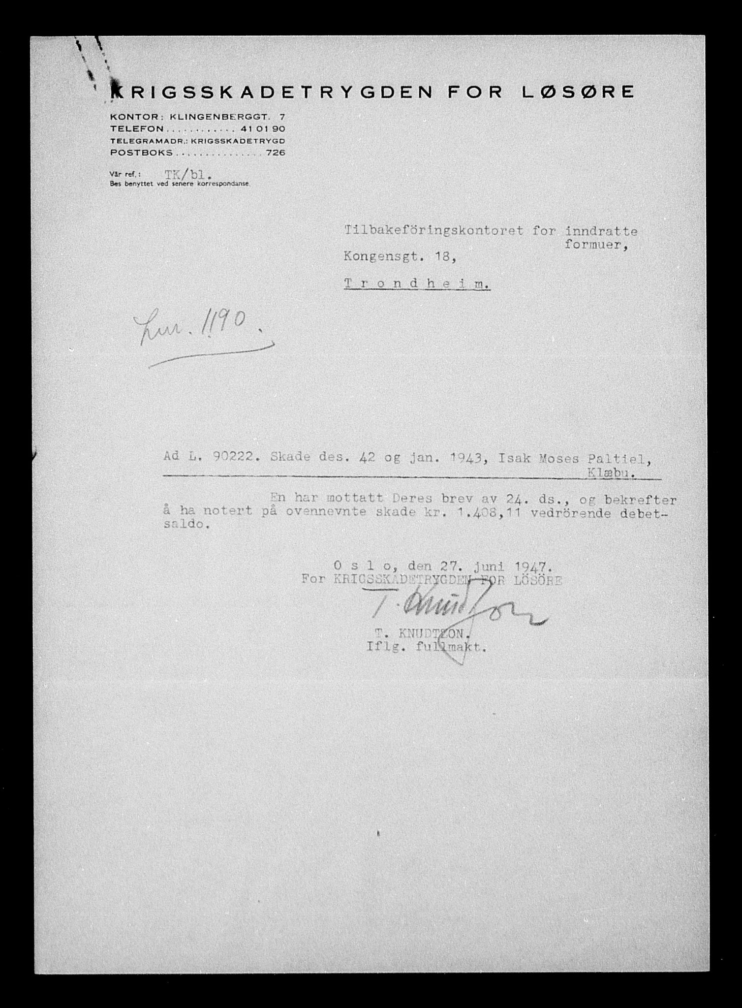 Justisdepartementet, Tilbakeføringskontoret for inndratte formuer, AV/RA-S-1564/H/Hc/Hcb/L0915: --, 1945-1947, p. 83