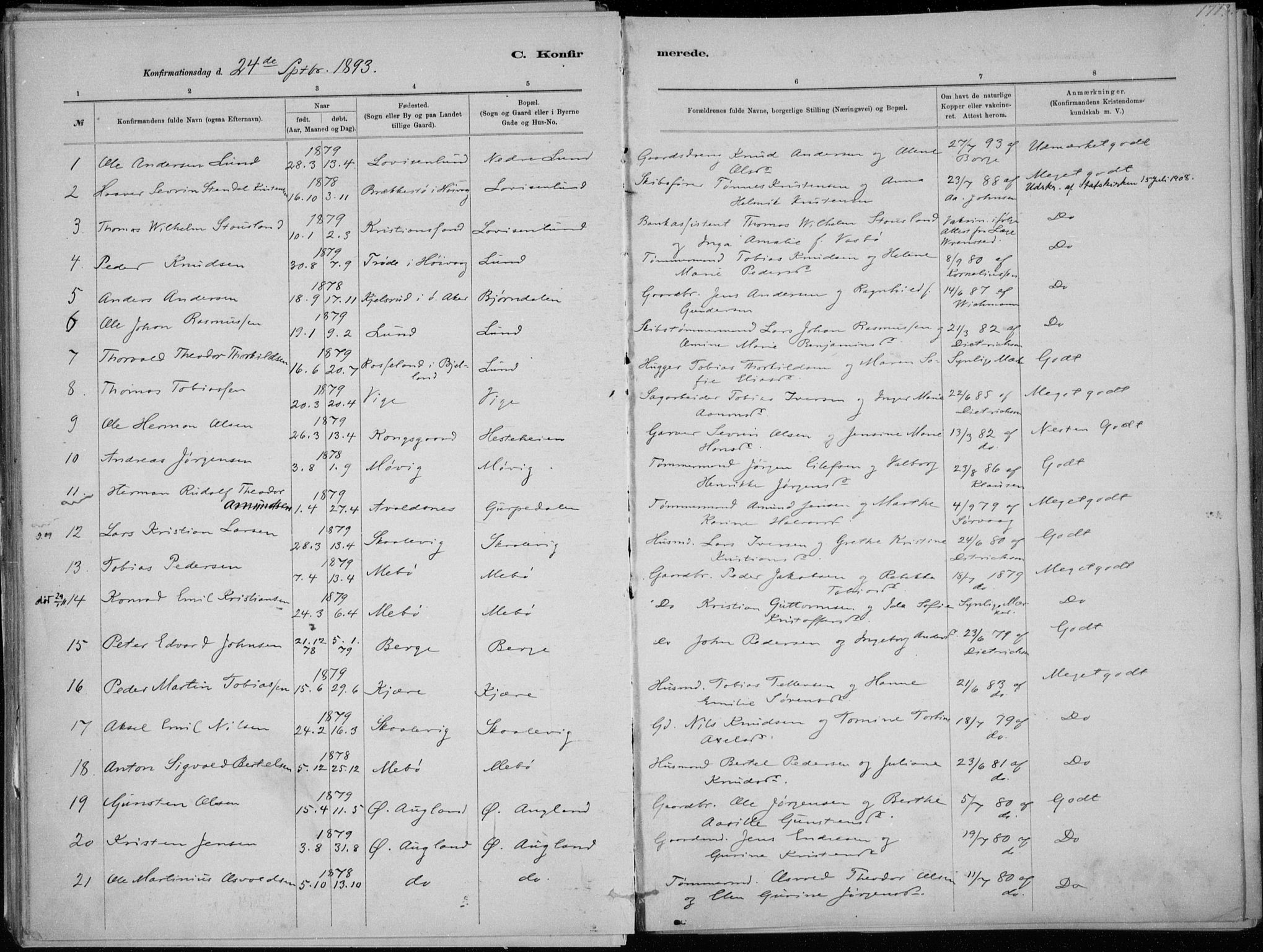 Oddernes sokneprestkontor, AV/SAK-1111-0033/F/Fa/Faa/L0009: Parish register (official) no. A 9, 1884-1896, p. 171