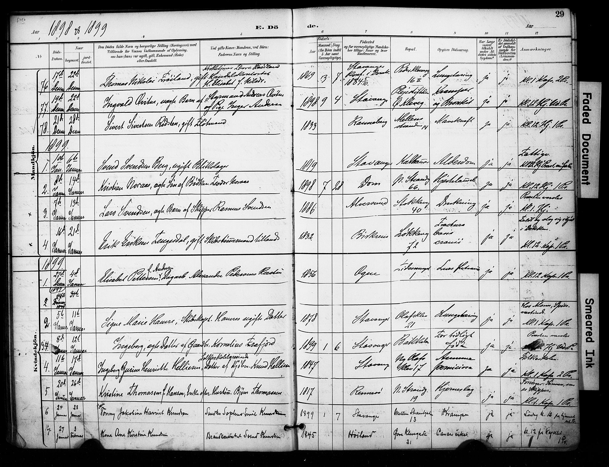 Domkirken sokneprestkontor, SAST/A-101812/001/30/30BA/L0032: Parish register (official) no. A 31, 1896-1917, p. 29