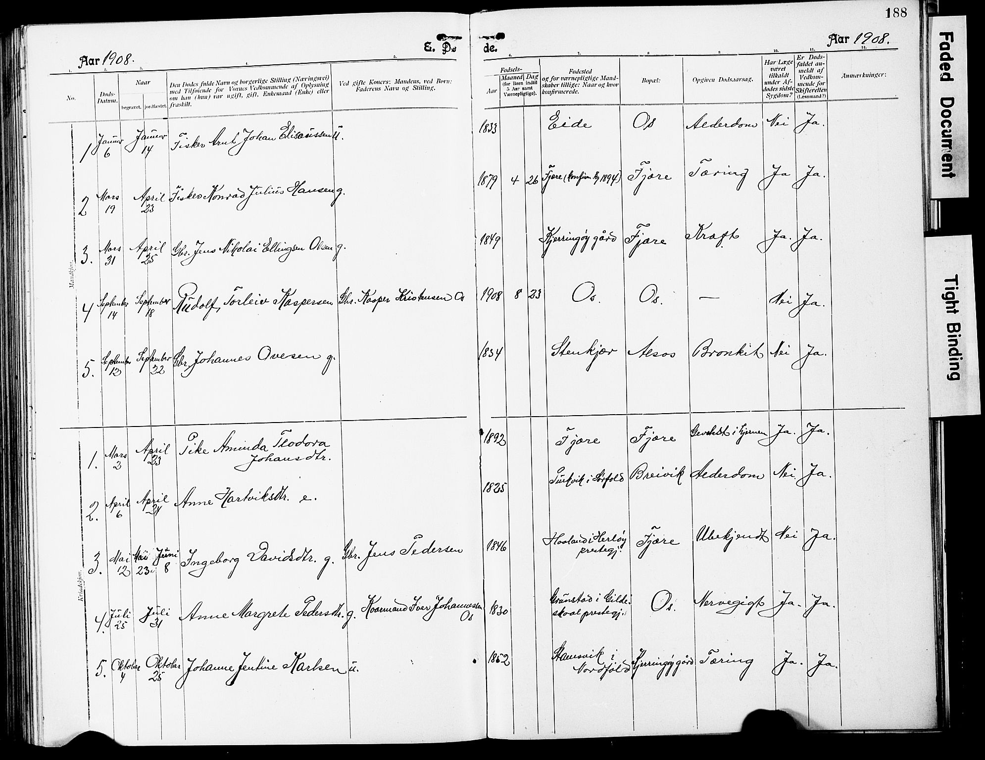 Ministerialprotokoller, klokkerbøker og fødselsregistre - Nordland, SAT/A-1459/803/L0077: Parish register (copy) no. 803C04, 1897-1930, p. 188