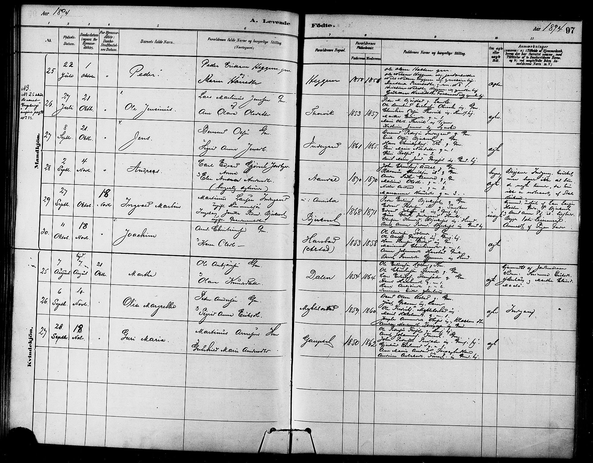 Ministerialprotokoller, klokkerbøker og fødselsregistre - Møre og Romsdal, AV/SAT-A-1454/584/L0967: Parish register (official) no. 584A07, 1879-1894, p. 97