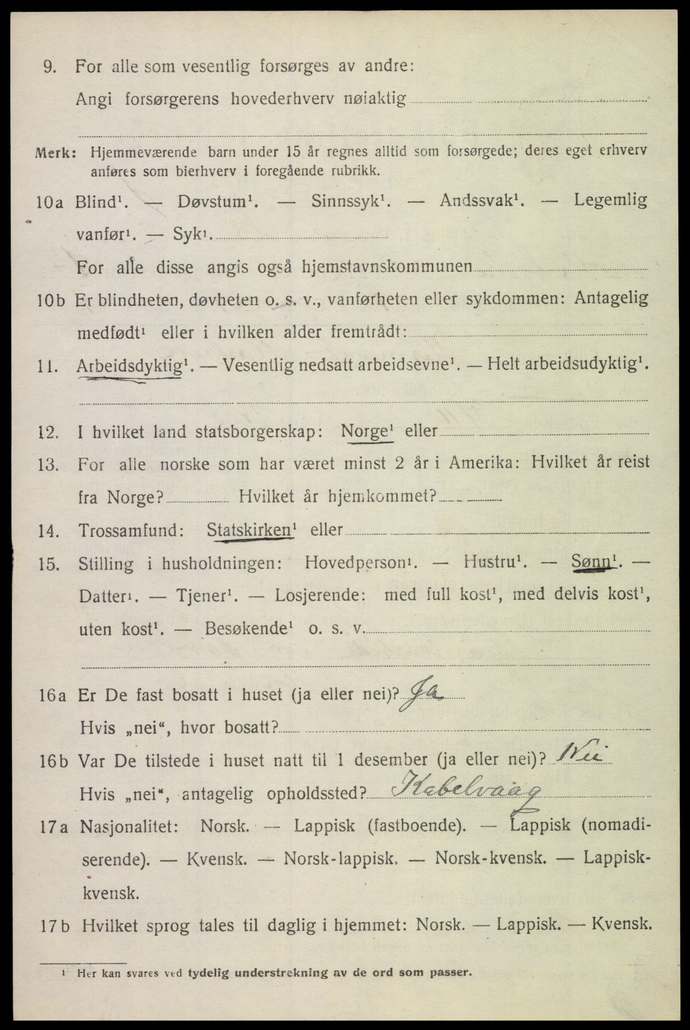 SAT, 1920 census for Borge, 1920, p. 10612