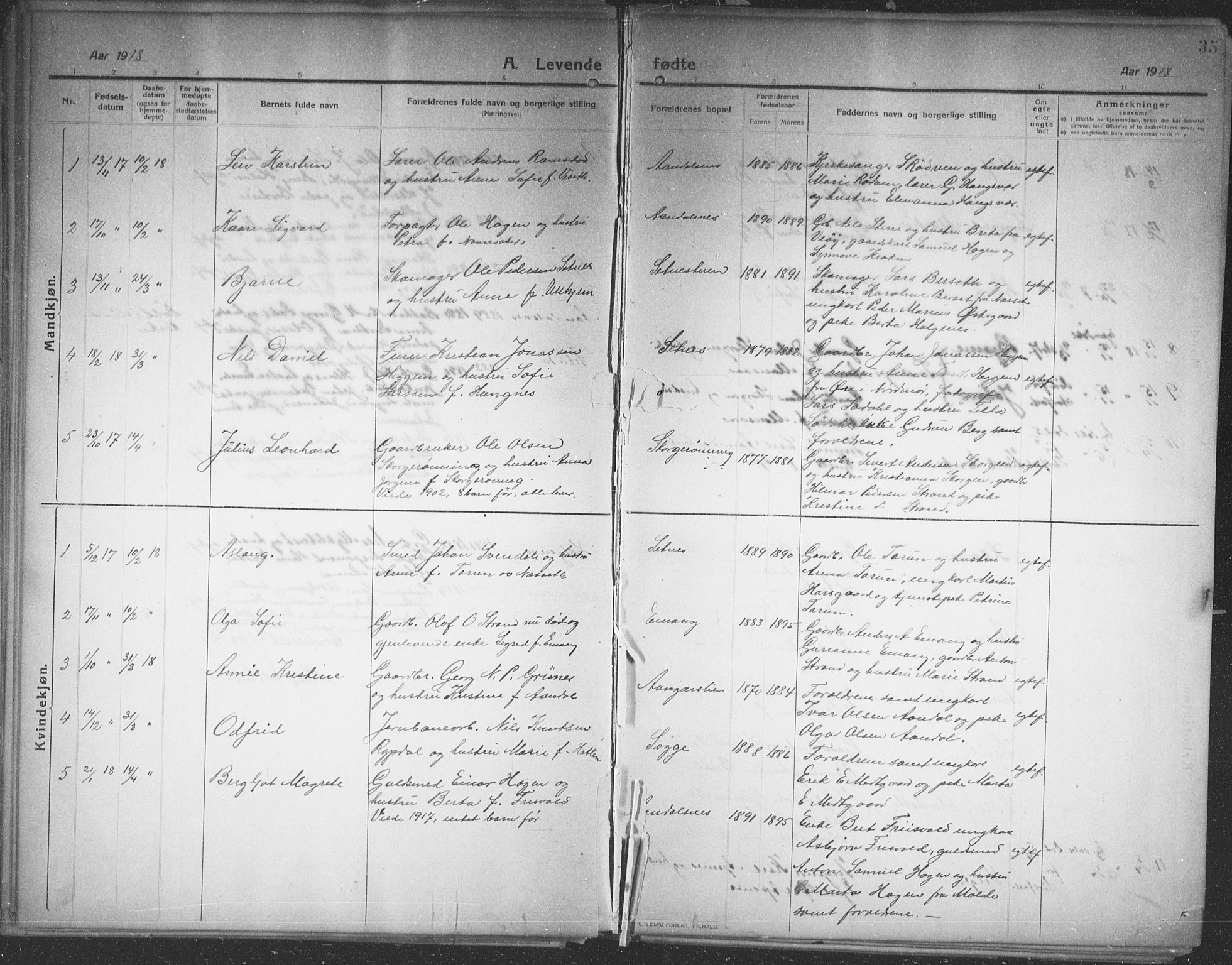 Ministerialprotokoller, klokkerbøker og fødselsregistre - Møre og Romsdal, AV/SAT-A-1454/544/L0581: Parish register (copy) no. 544C03, 1910-1937, p. 34