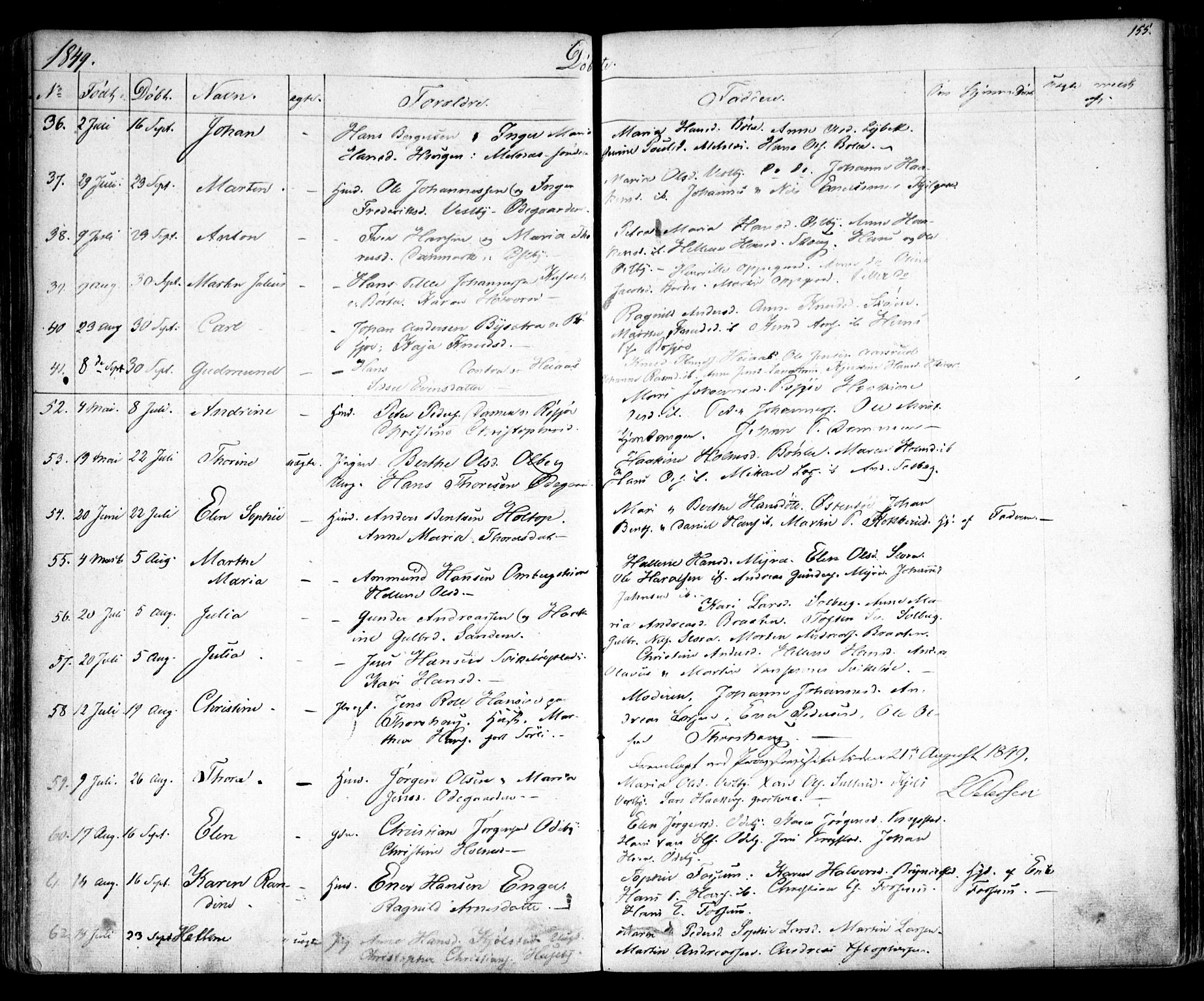 Enebakk prestekontor Kirkebøker, AV/SAO-A-10171c/F/Fa/L0009: Parish register (official) no. I 9, 1832-1861, p. 155