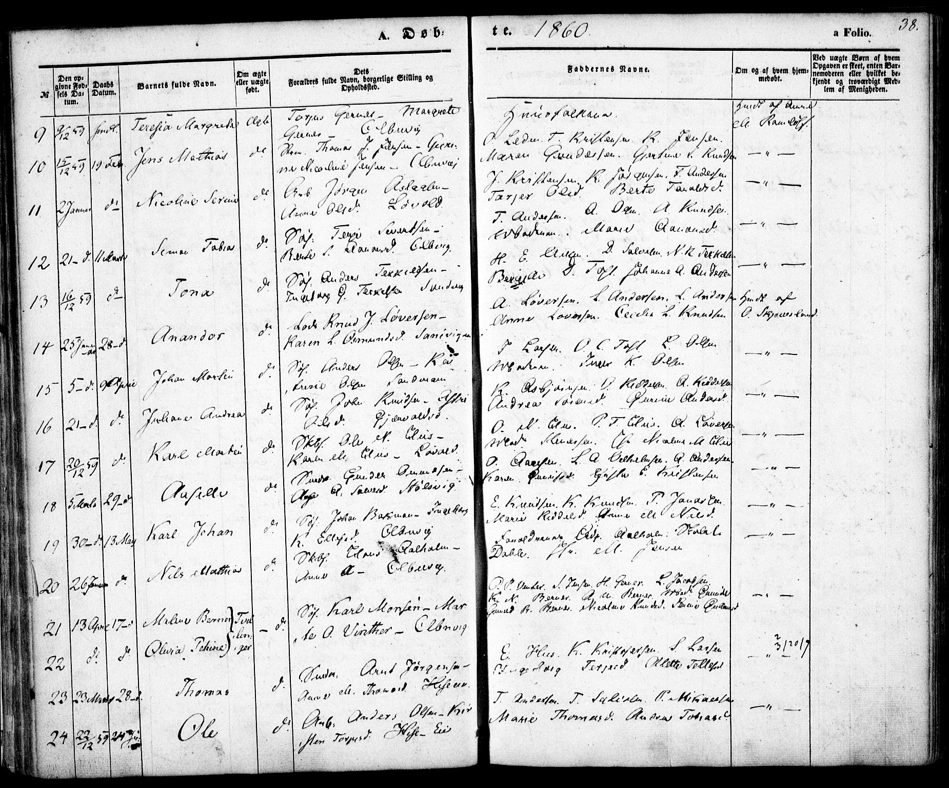Hisøy sokneprestkontor, AV/SAK-1111-0020/F/Fa/L0001: Parish register (official) no. A 1, 1849-1871, p. 38