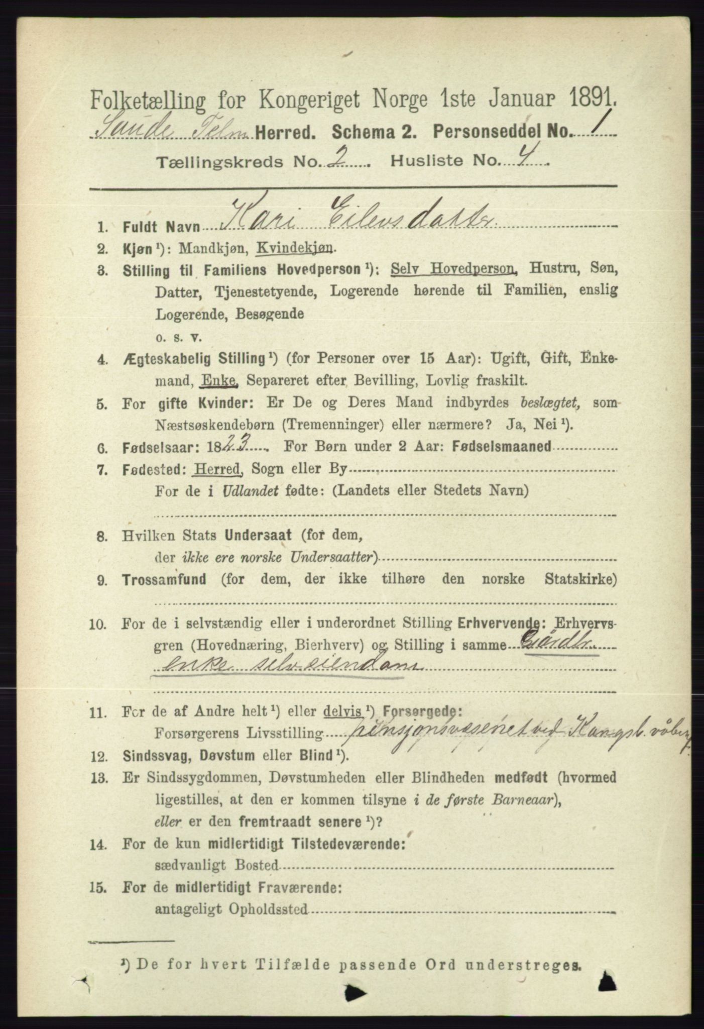 RA, 1891 census for 0822 Sauherad, 1891, p. 465