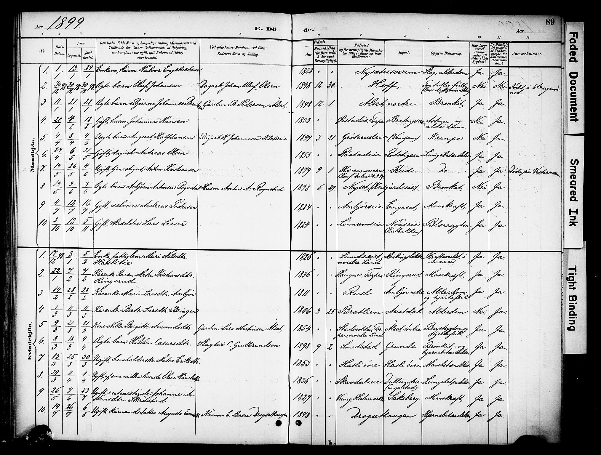 Biri prestekontor, SAH/PREST-096/H/Ha/Haa/L0008: Parish register (official) no. 8, 1894-1901, p. 89