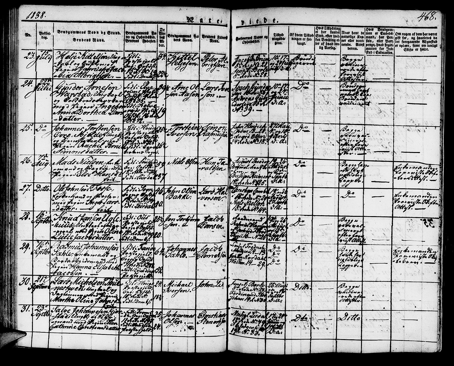 Domkirken sokneprestembete, SAB/A-74801/H/Haa/L0012: Parish register (official) no. A 12, 1821-1840, p. 468