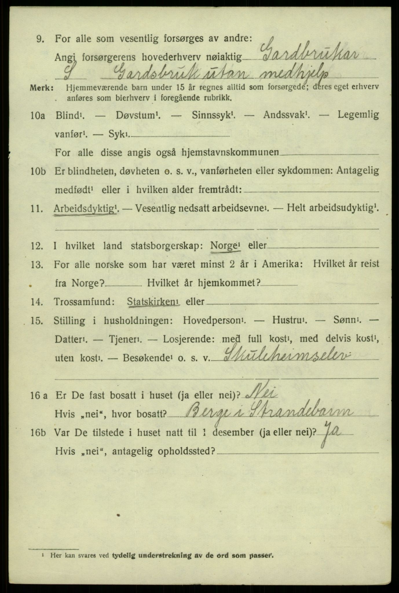 SAB, 1920 census for Kvam, 1920, p. 2026
