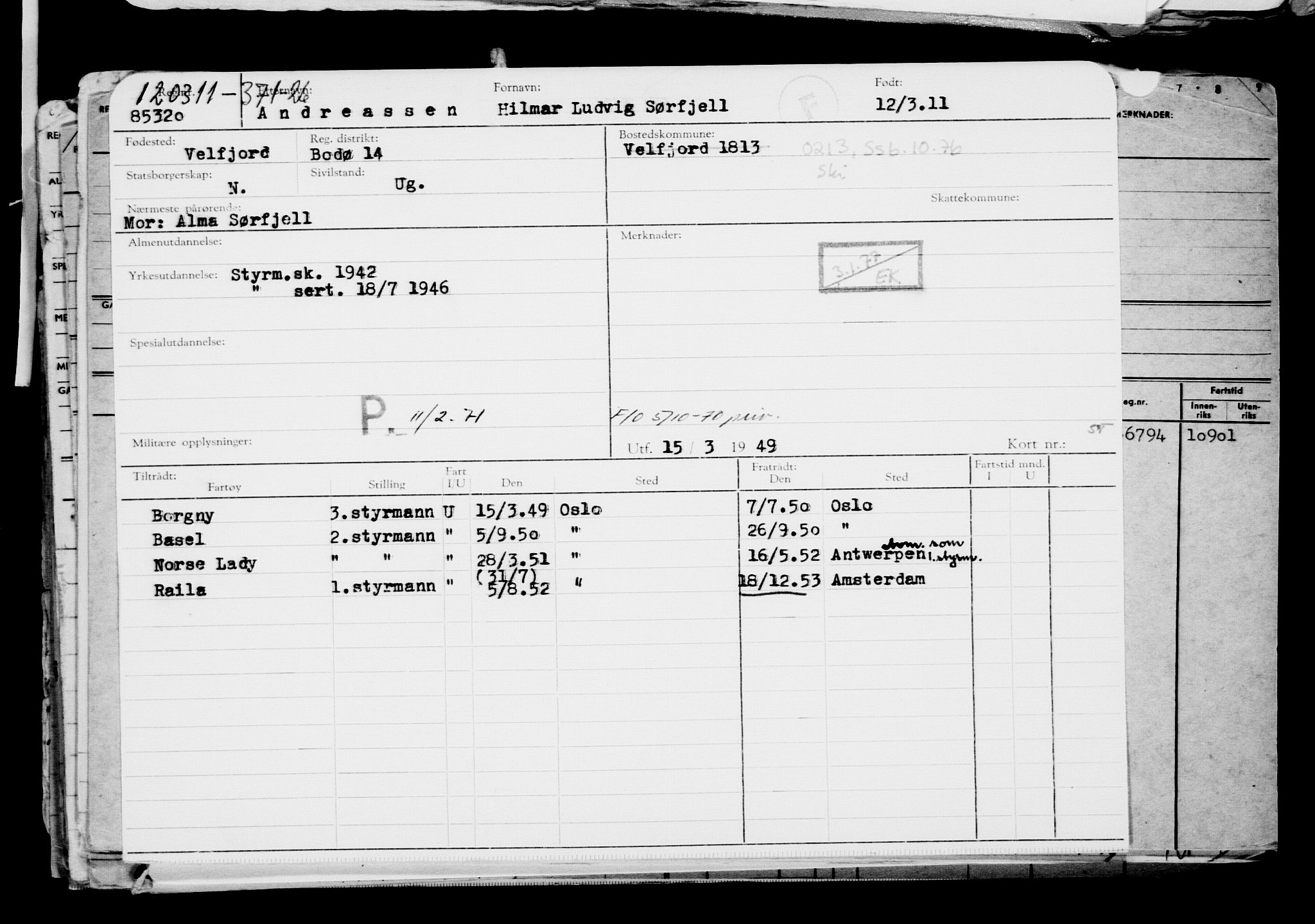 Direktoratet for sjømenn, AV/RA-S-3545/G/Gb/L0094: Hovedkort, 1911, p. 569