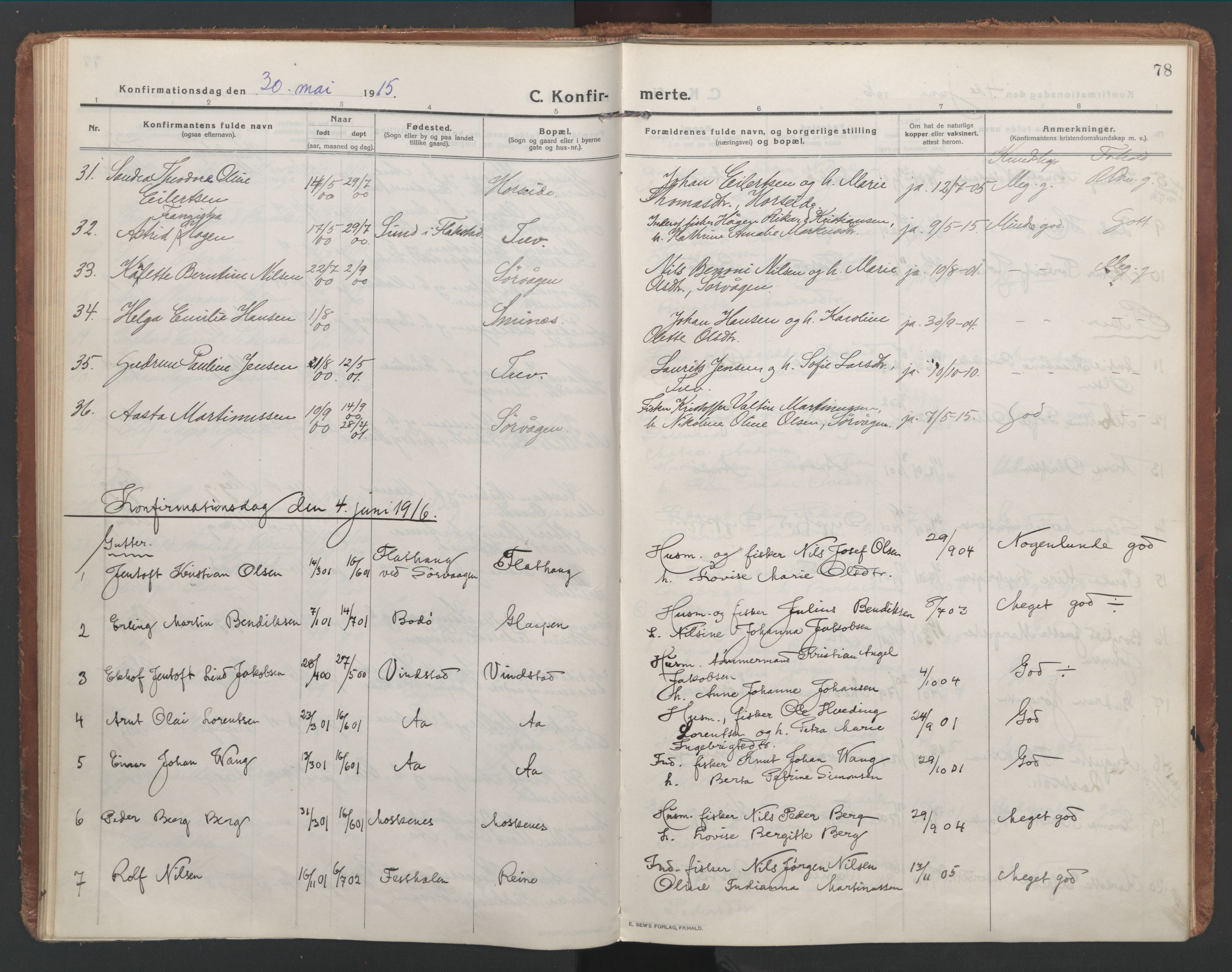 Ministerialprotokoller, klokkerbøker og fødselsregistre - Nordland, SAT/A-1459/886/L1222: Parish register (official) no. 886A04, 1914-1926, p. 78