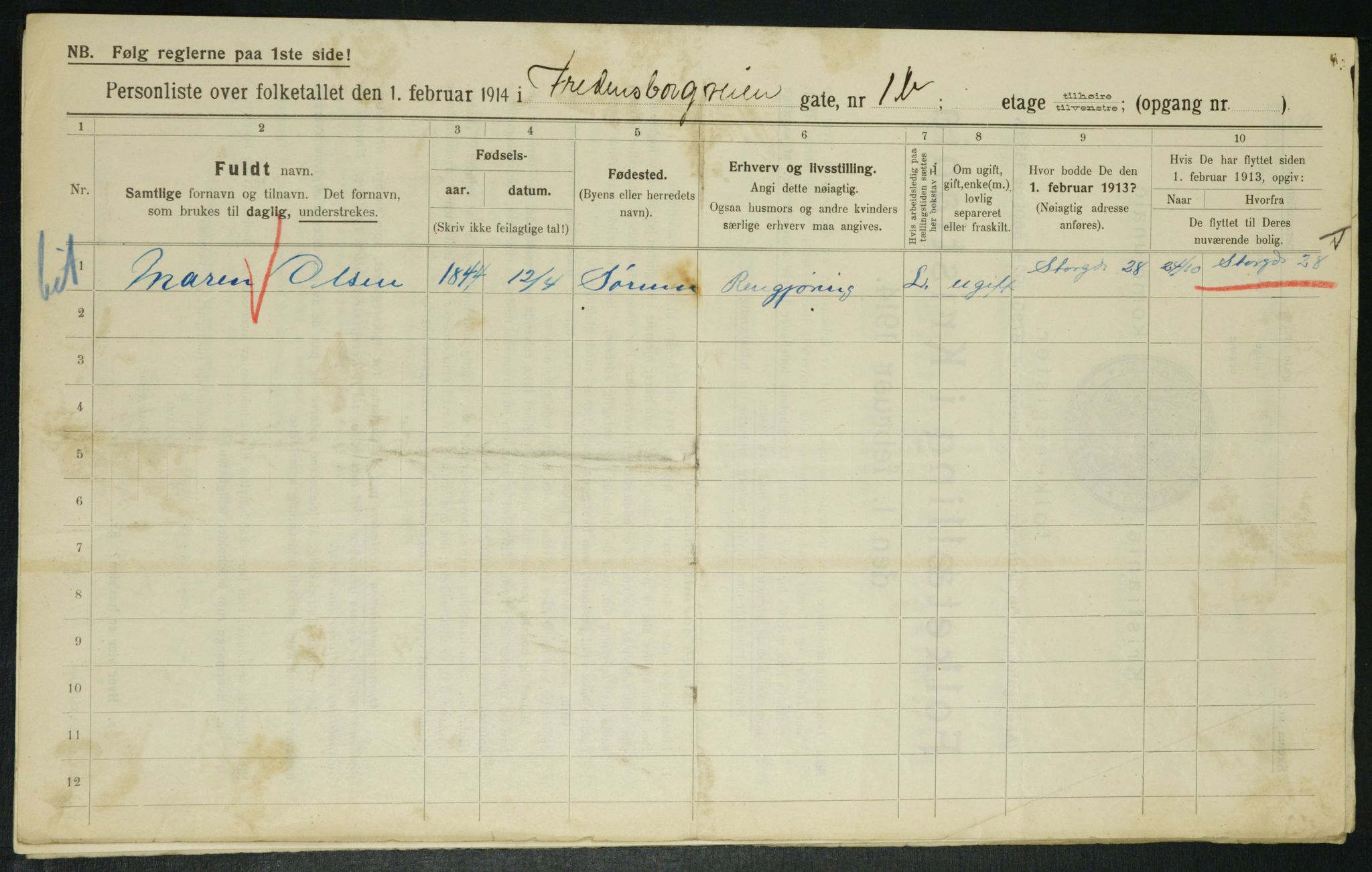 OBA, Municipal Census 1914 for Kristiania, 1914, p. 25640