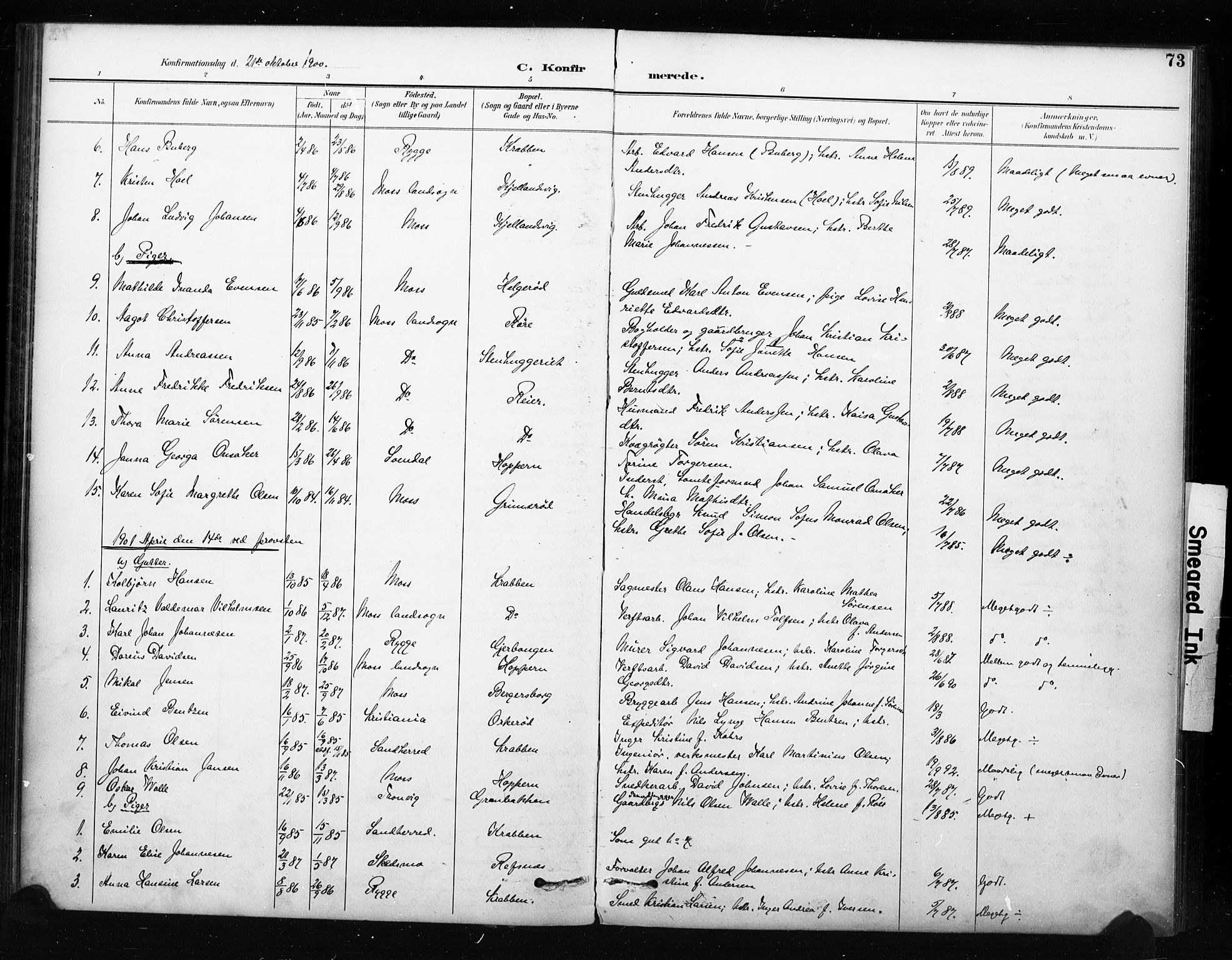 Moss prestekontor Kirkebøker, AV/SAO-A-2003/F/Fc/L0002: Parish register (official) no. III 2, 1894-1906, p. 73
